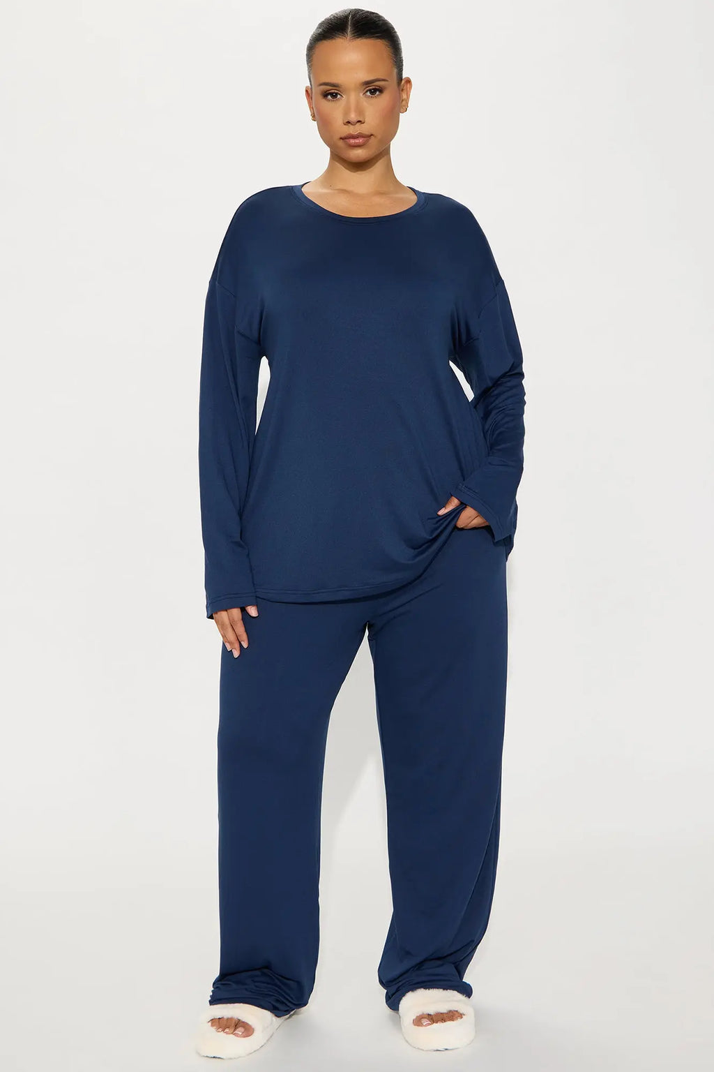 Relax Mood Long Sleeve PJ Pant Set - Navy 
