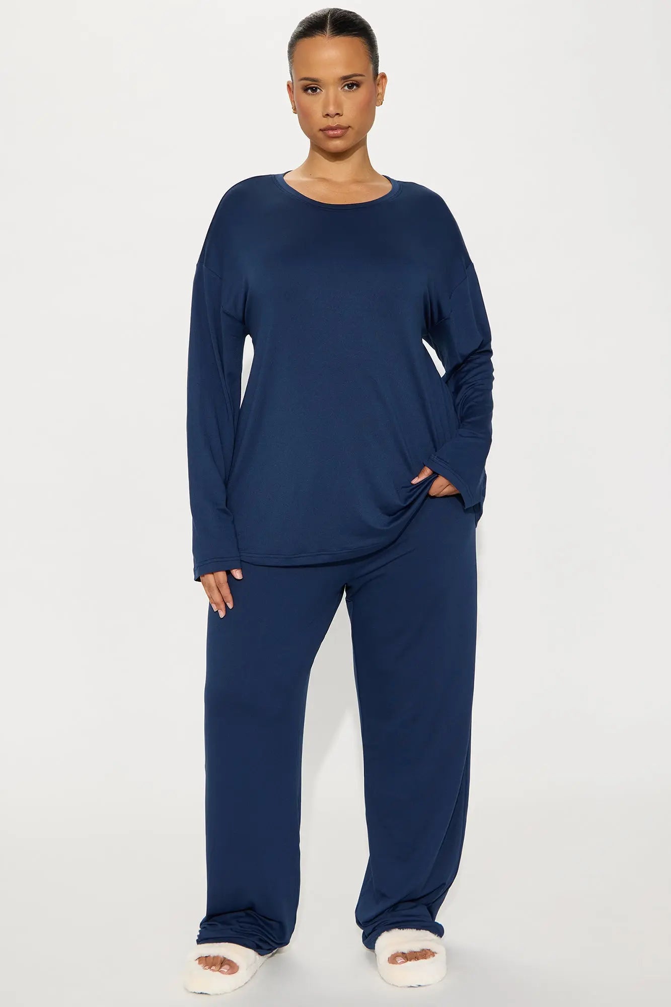 Relax Mood Long Sleeve PJ Pant Set - Navy 