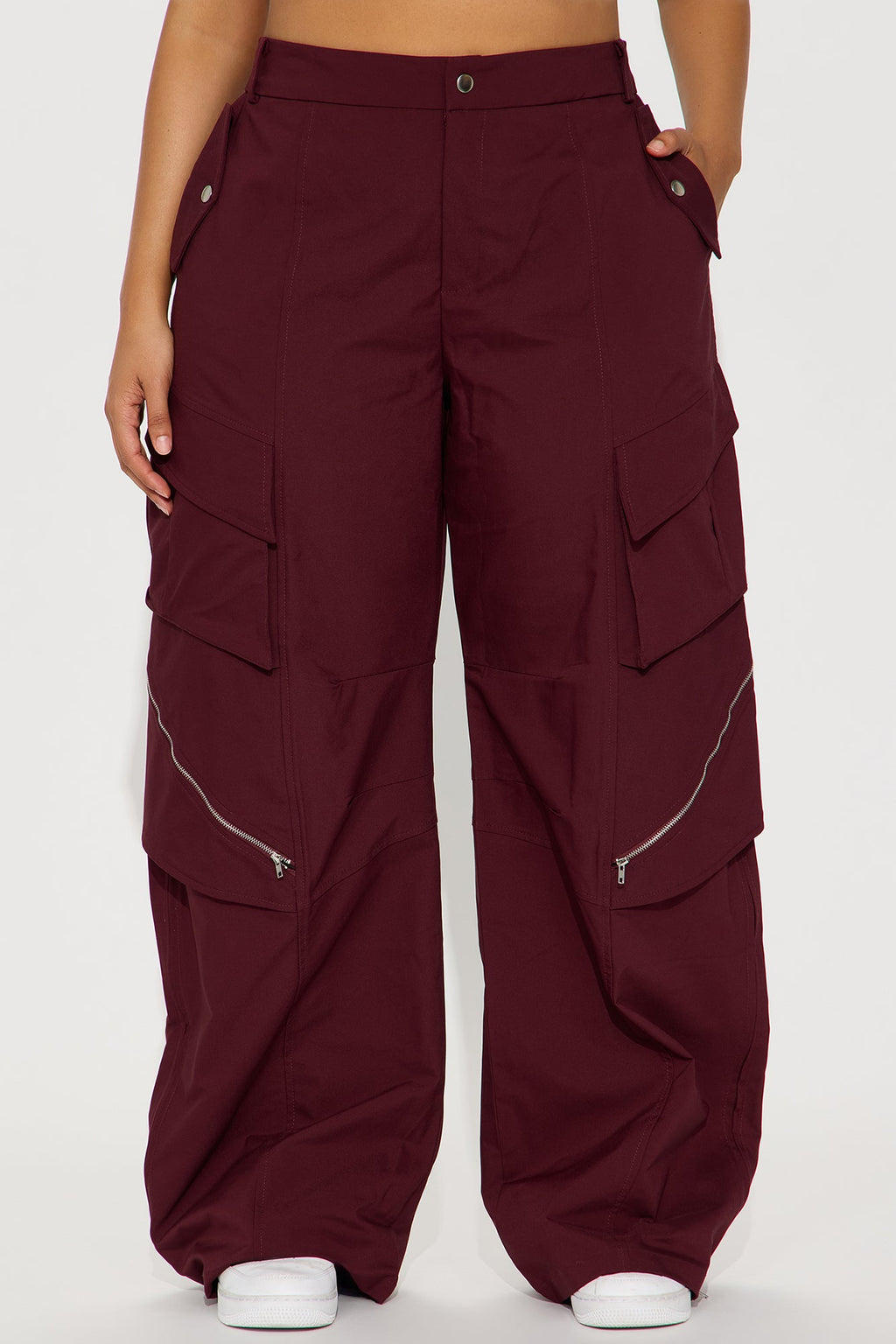 Don't Call Me Windbreaker Wide Leg Cargo Pant 33 - Plum 