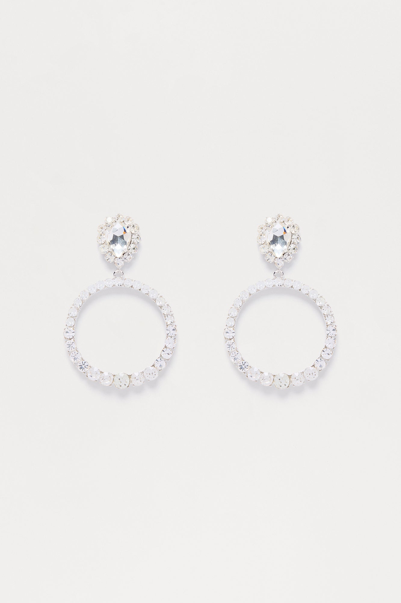 Crystal Crush Rhinestone Drop Earrings - Silver