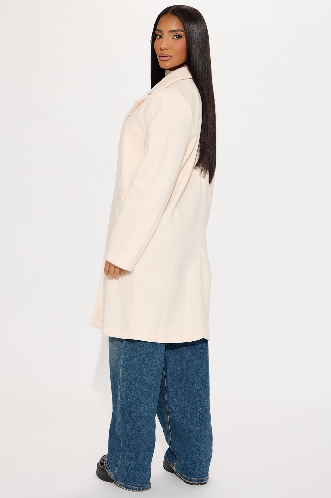 Hit The Town Button Up Coat - Cream