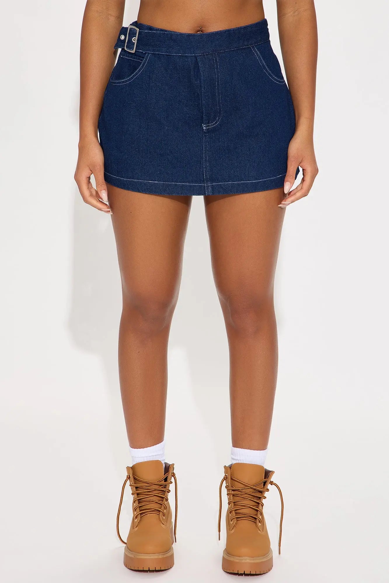 Fiona Denim Micro Mini Skort - Dark Wash 
