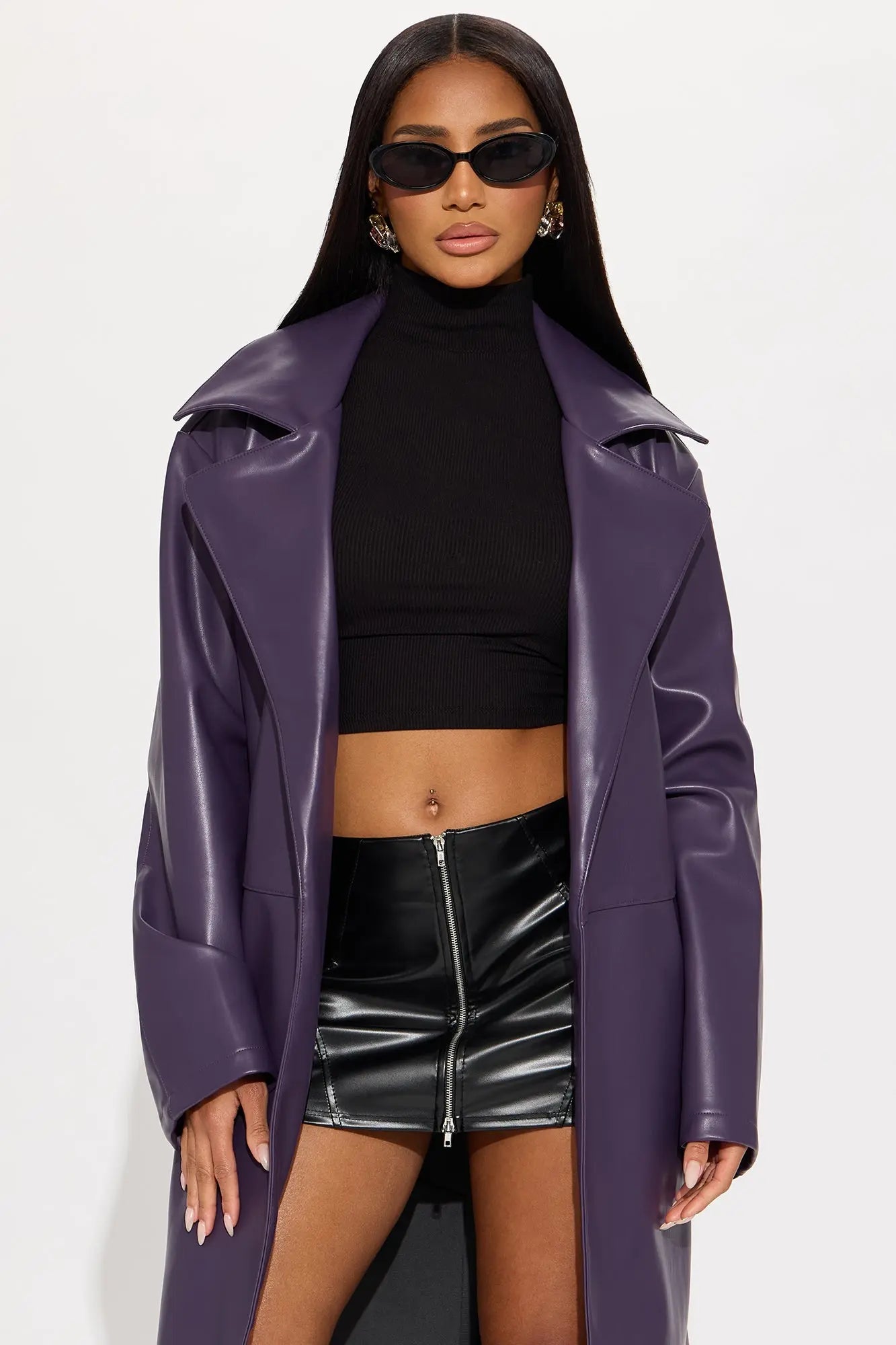 Undercover Lover Faux Leather Coat - Plum 