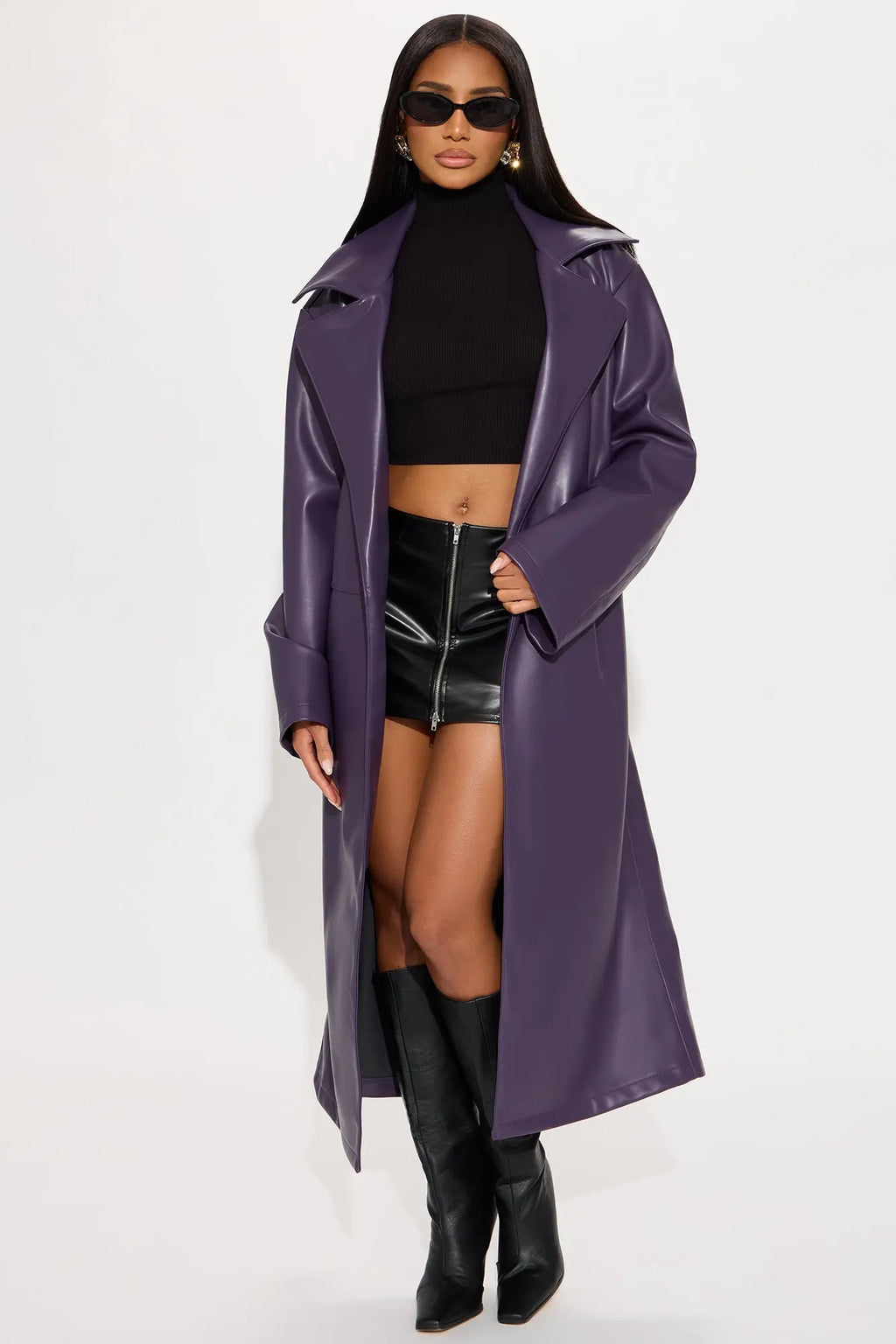 Undercover Lover Faux Leather Coat - Plum 