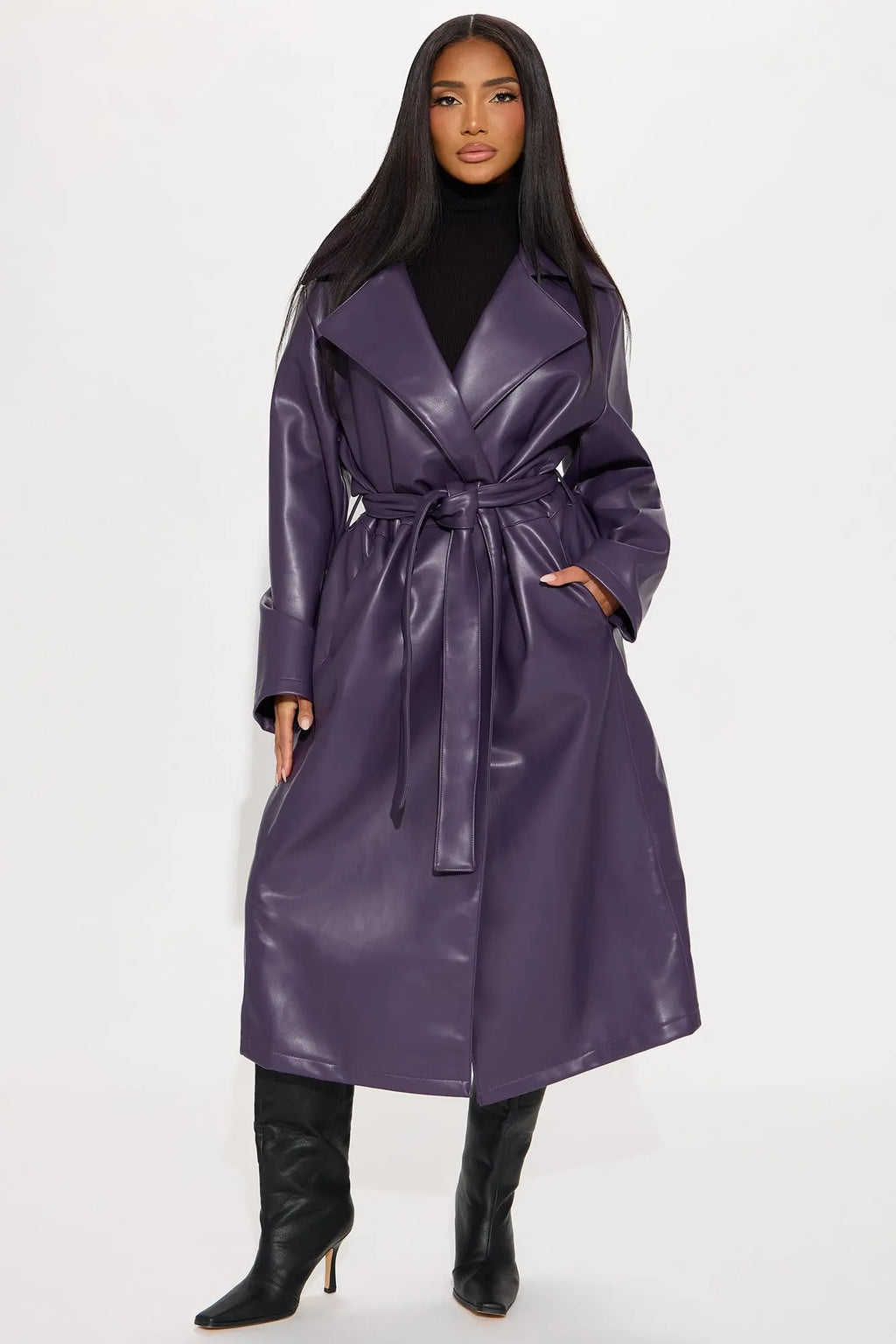 Undercover Lover Faux Leather Coat - Plum 