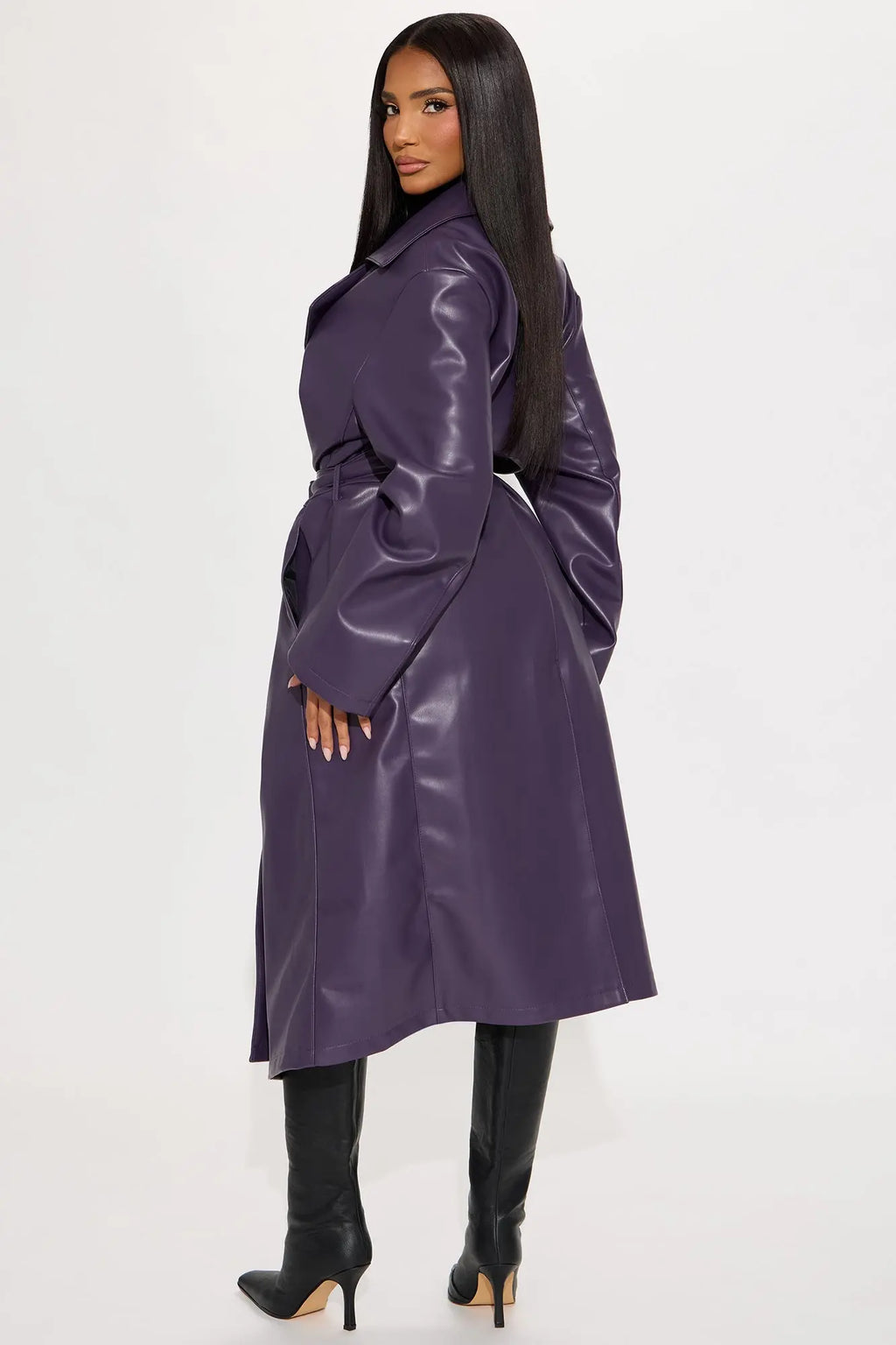 Undercover Lover Faux Leather Coat - Plum 