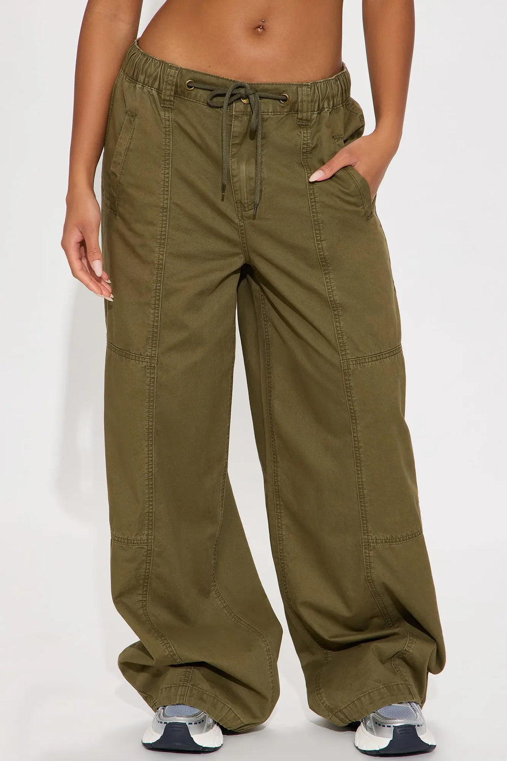 Olivia Wide Leg Jogger - Dark Olive 
