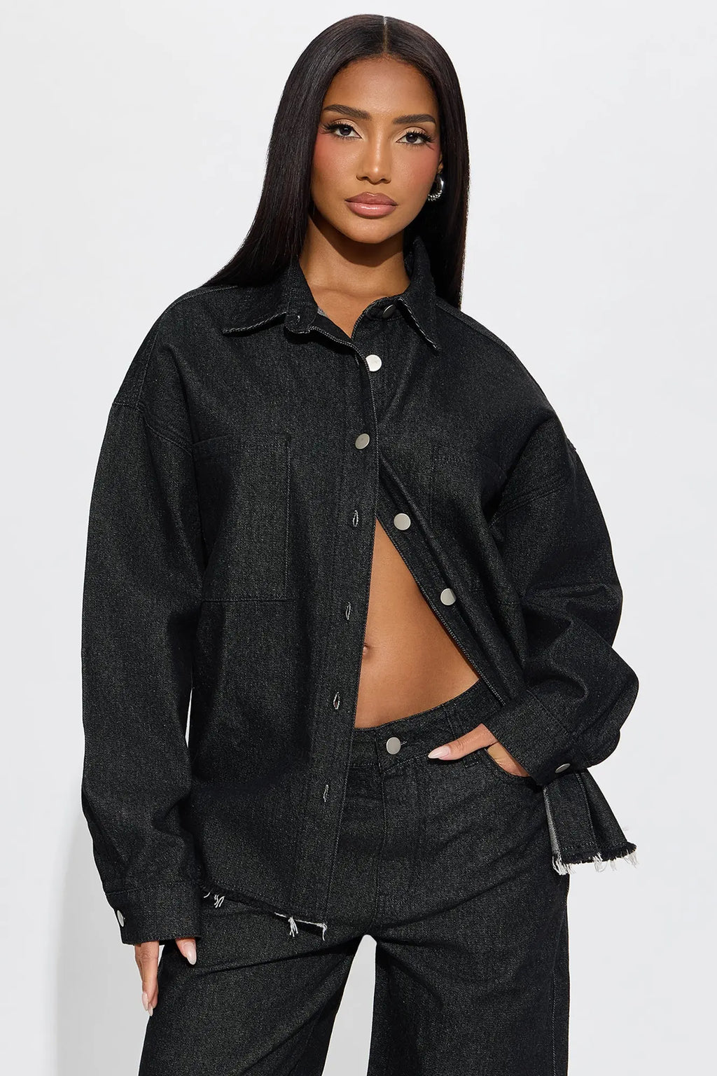 Audrey Denim Pant Set - Black 