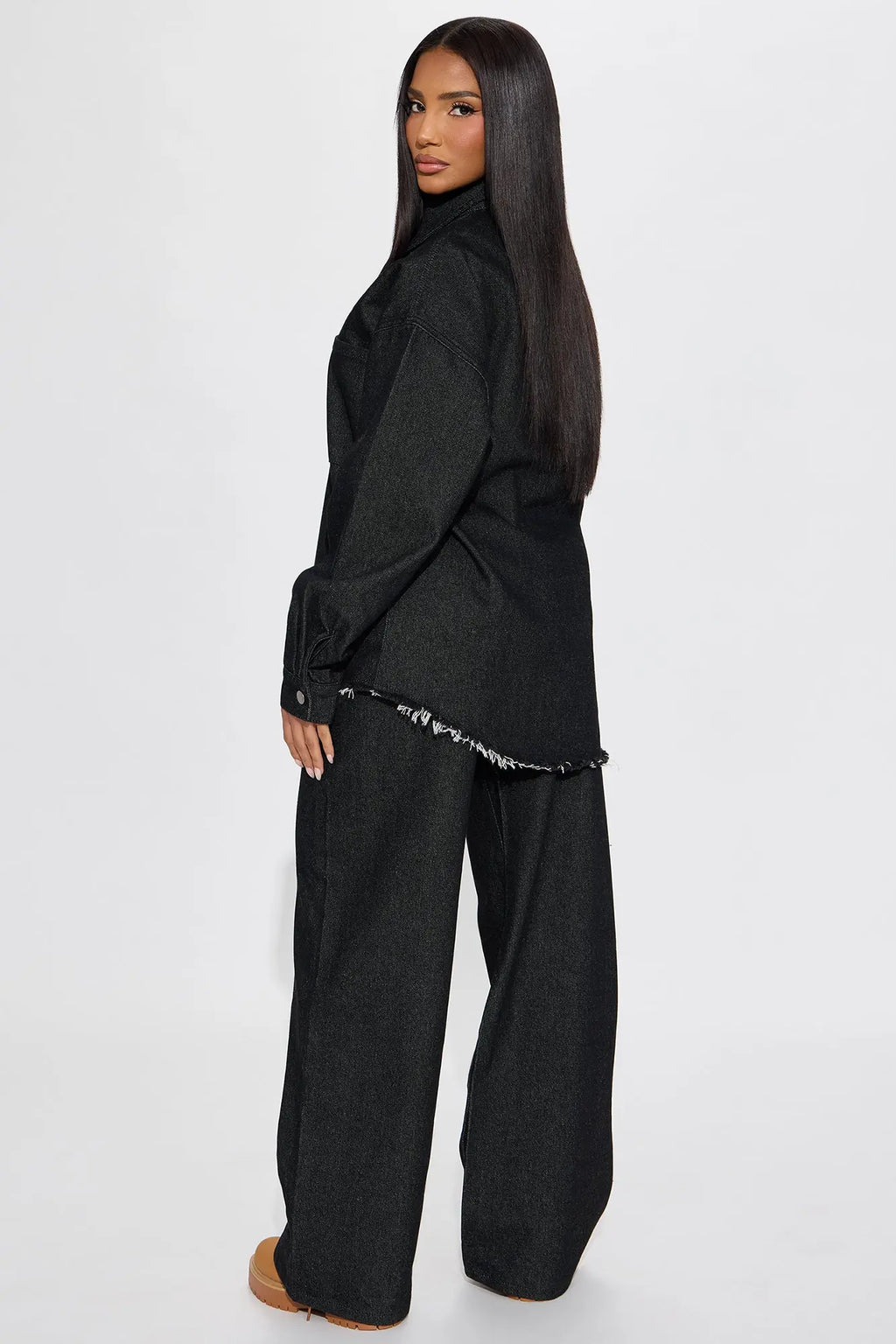 Audrey Denim Pant Set - Black 