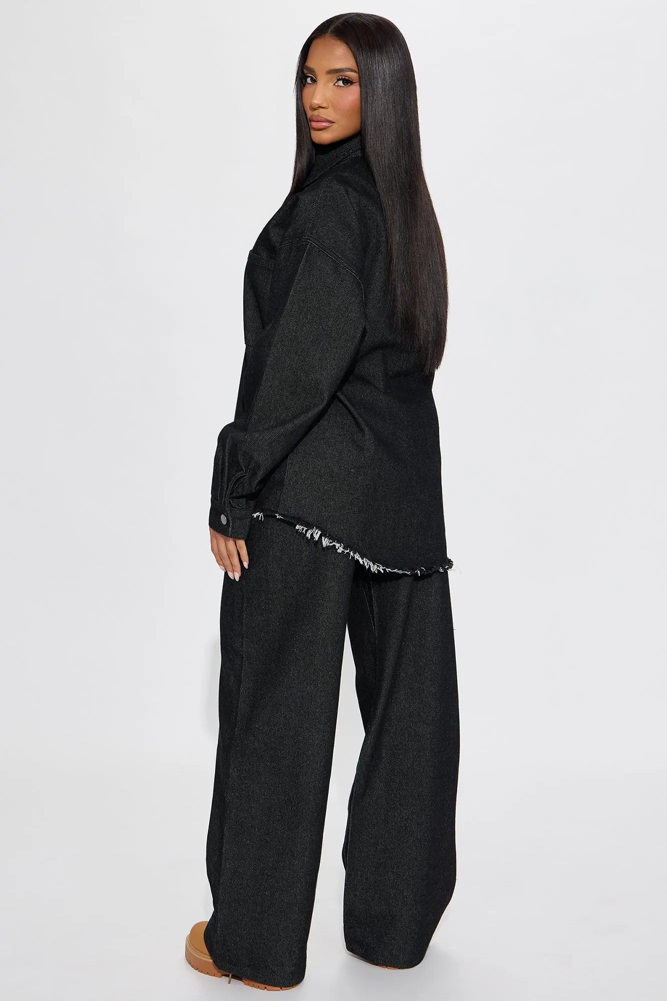 Audrey Denim Pant Set - Black 
