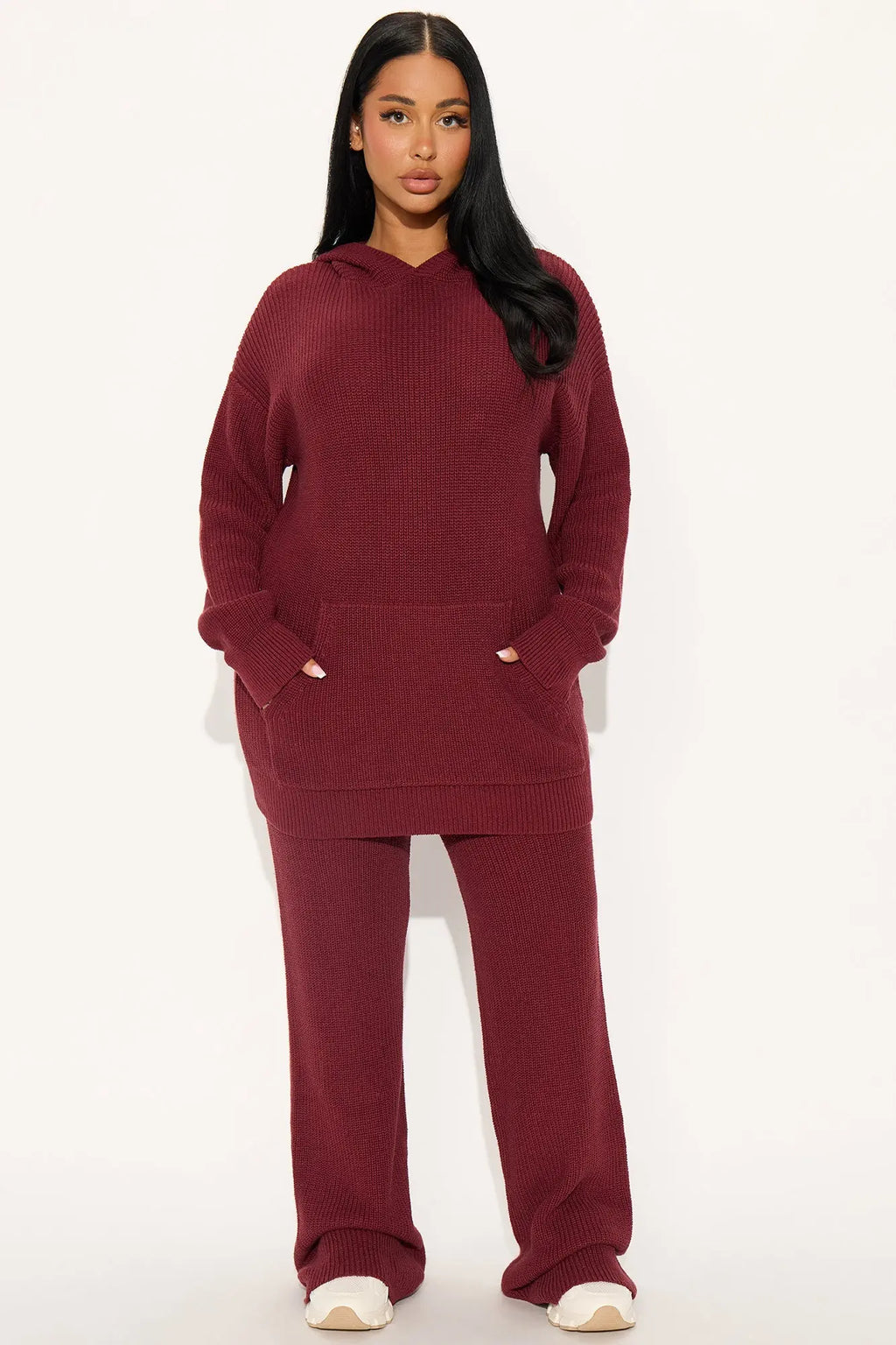 Deliah Sweater Pant Set - Burgundy 