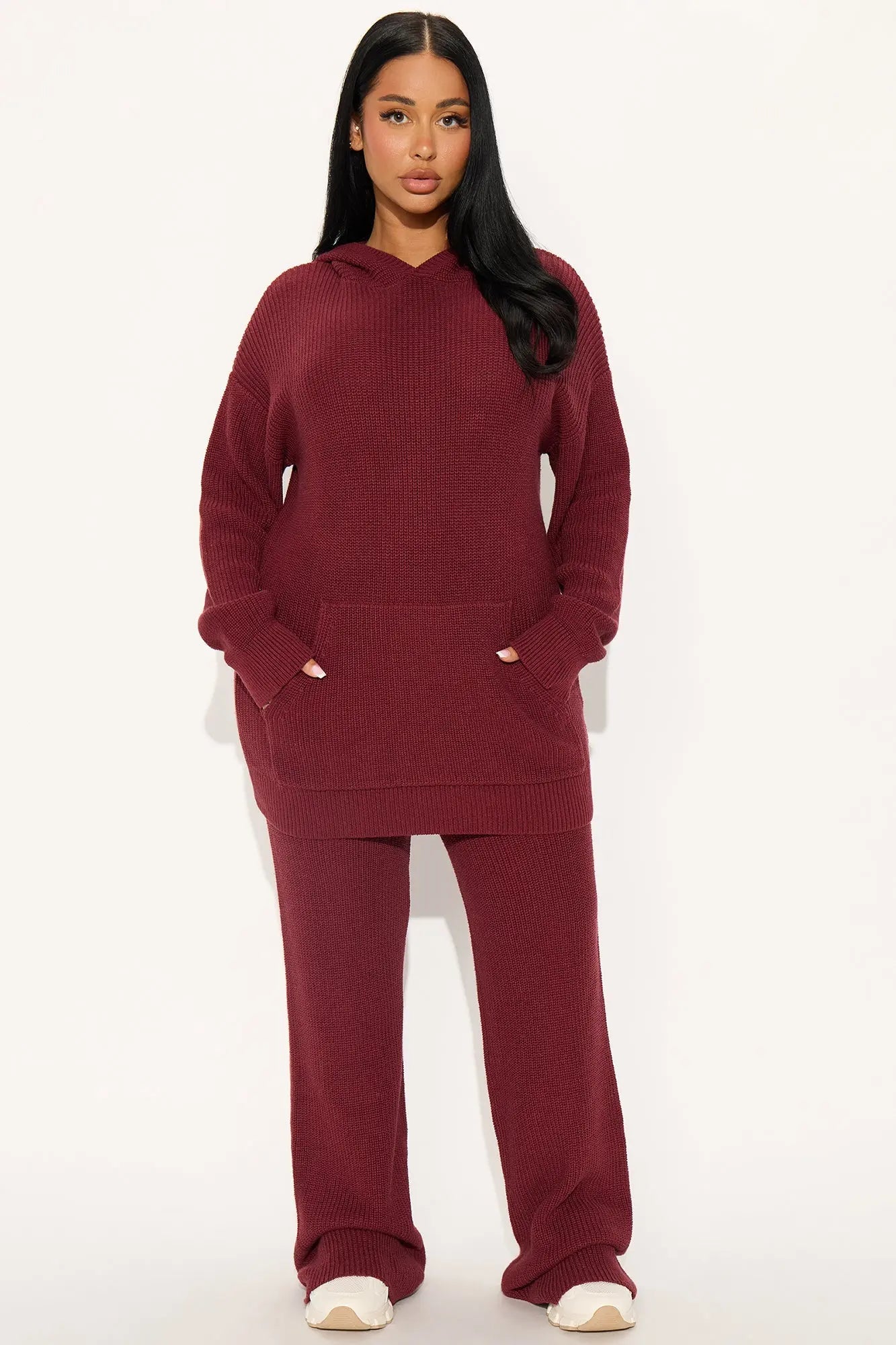 Deliah Sweater Pant Set - Burgundy 