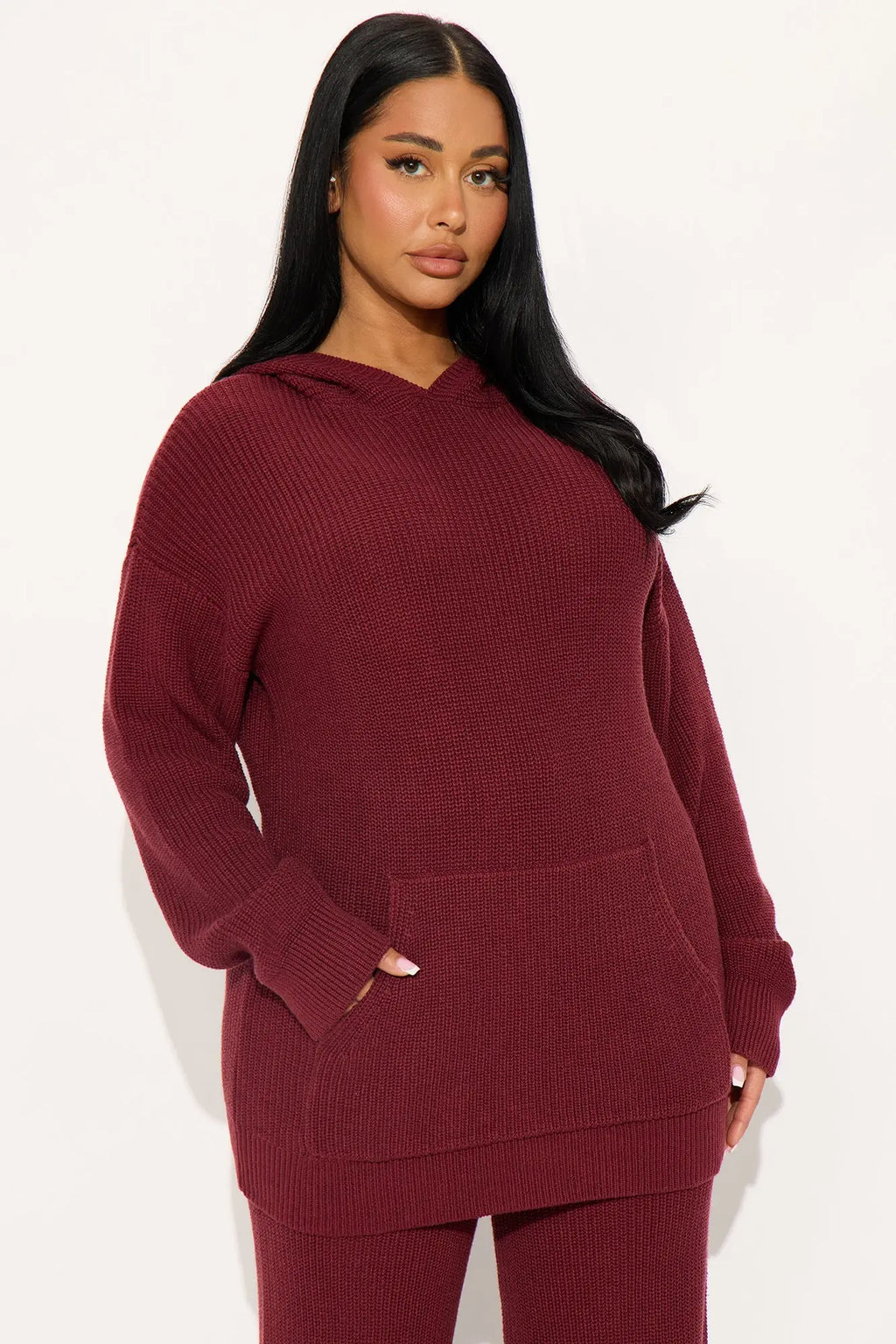 Deliah Sweater Pant Set - Burgundy 
