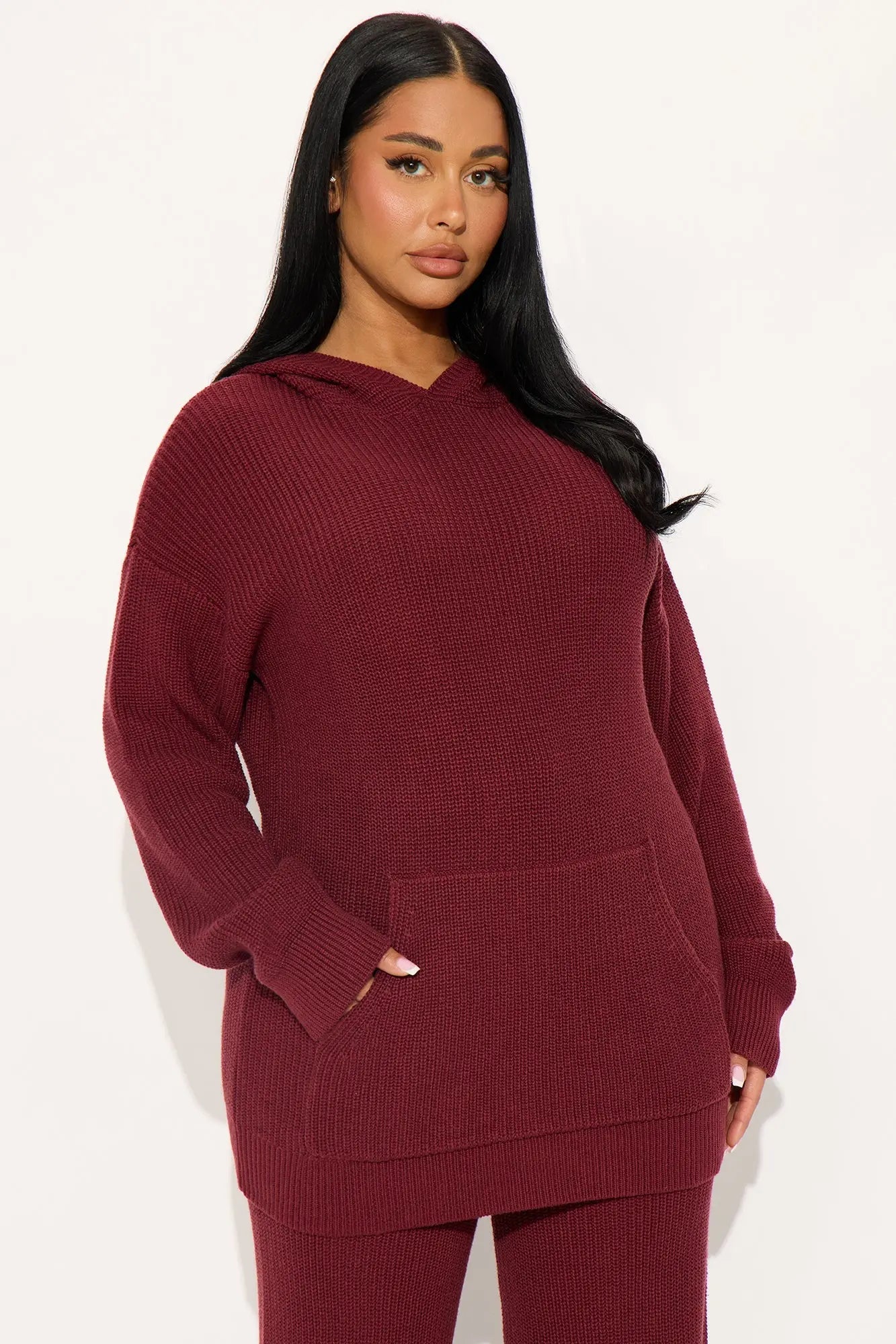 Deliah Sweater Pant Set - Burgundy 