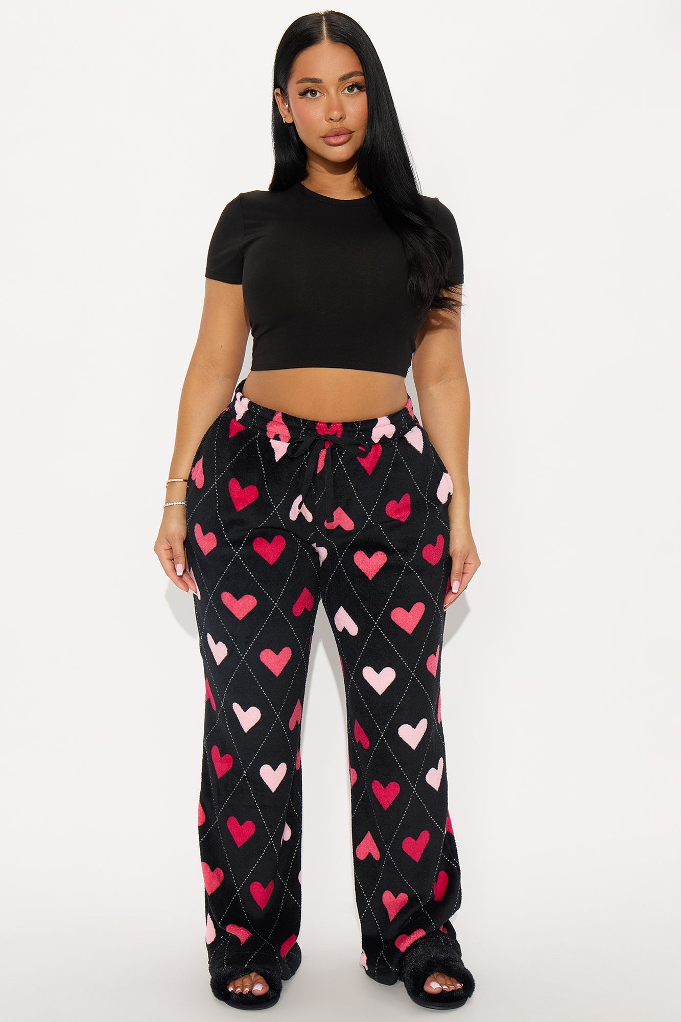 Love Story Plush PJ Pants - Black/Pink