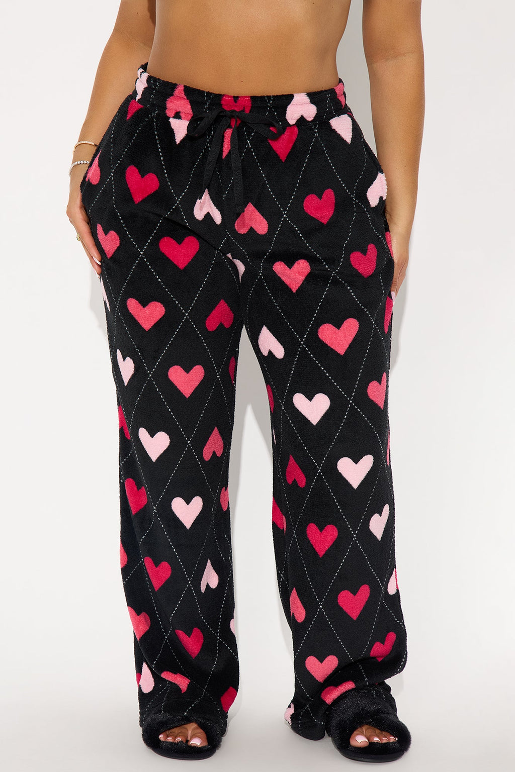 Love Story Plush PJ Pants - Black/Pink