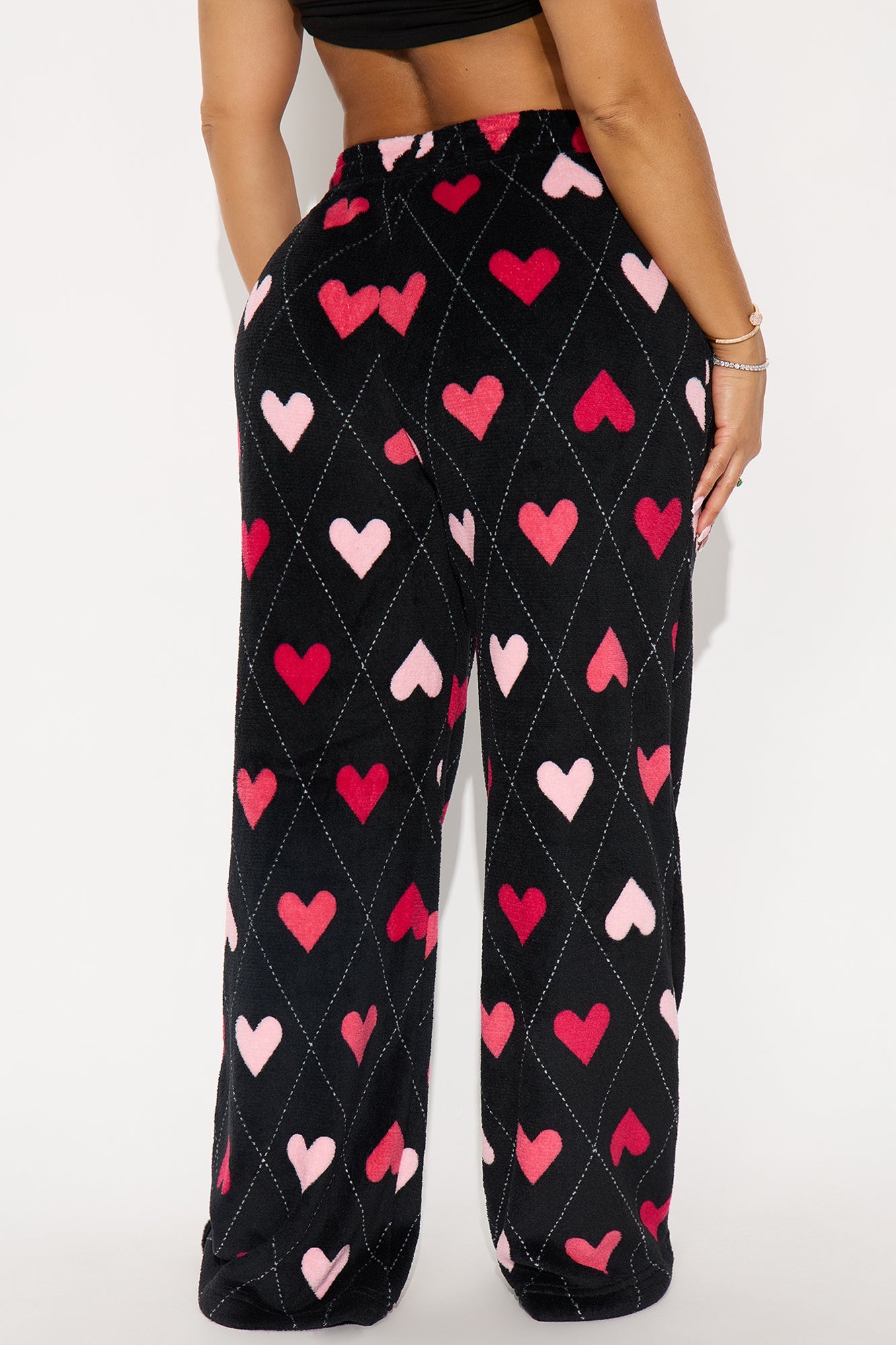 Love Story Plush PJ Pants - Black/Pink