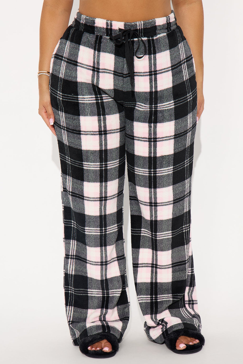 Staying Warm Plush PJ Pants - Black/Pink