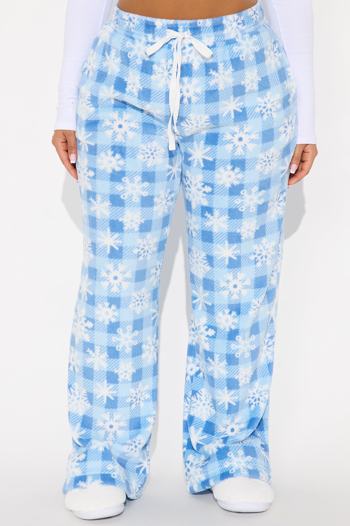Jolly Snowflakes Plush PJ Pants - Light Blue