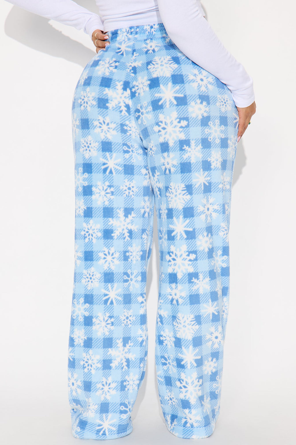 Jolly Snowflakes Plush PJ Pants - Light Blue