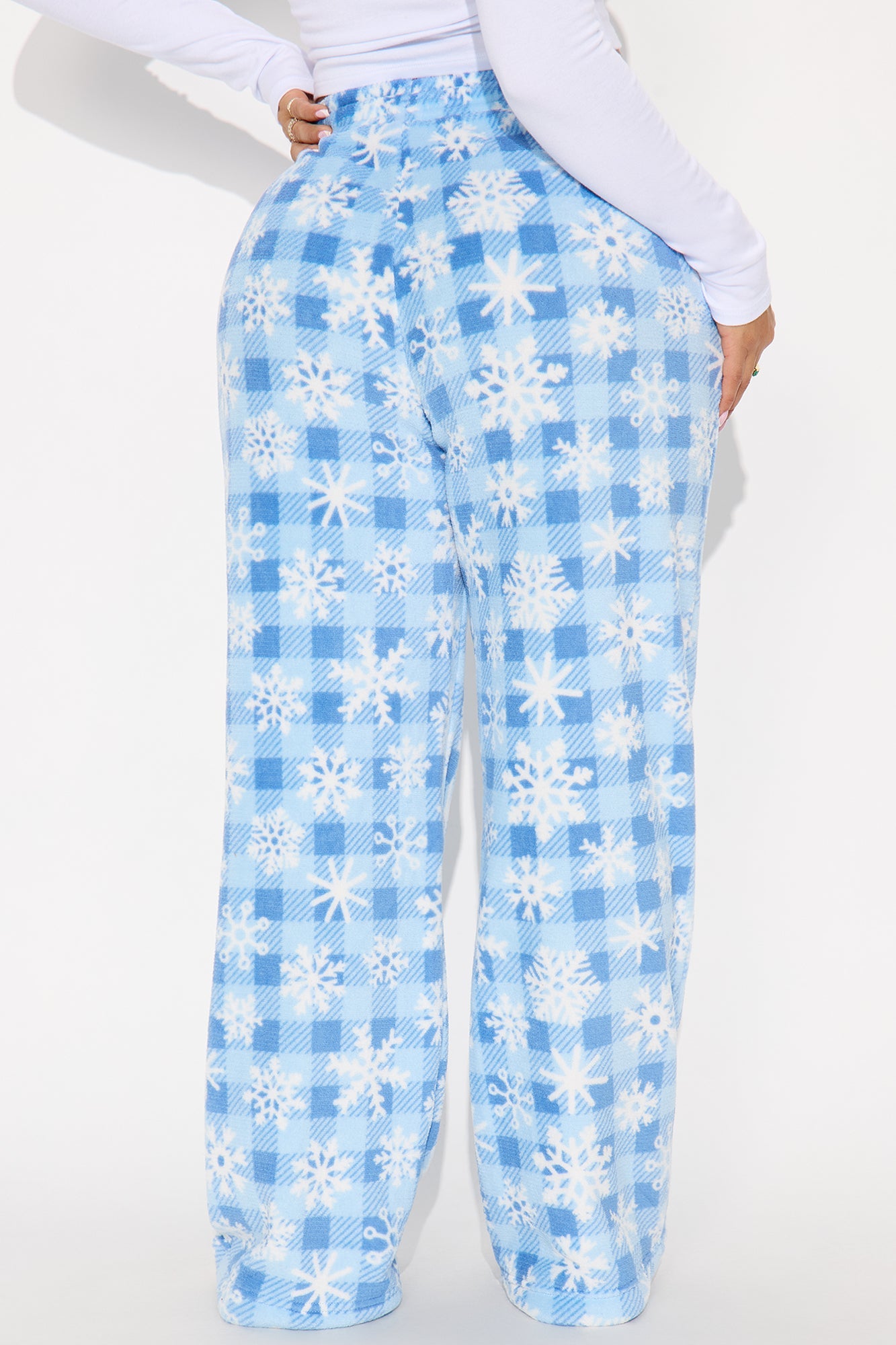 Jolly Snowflakes Plush PJ Pants - Light Blue