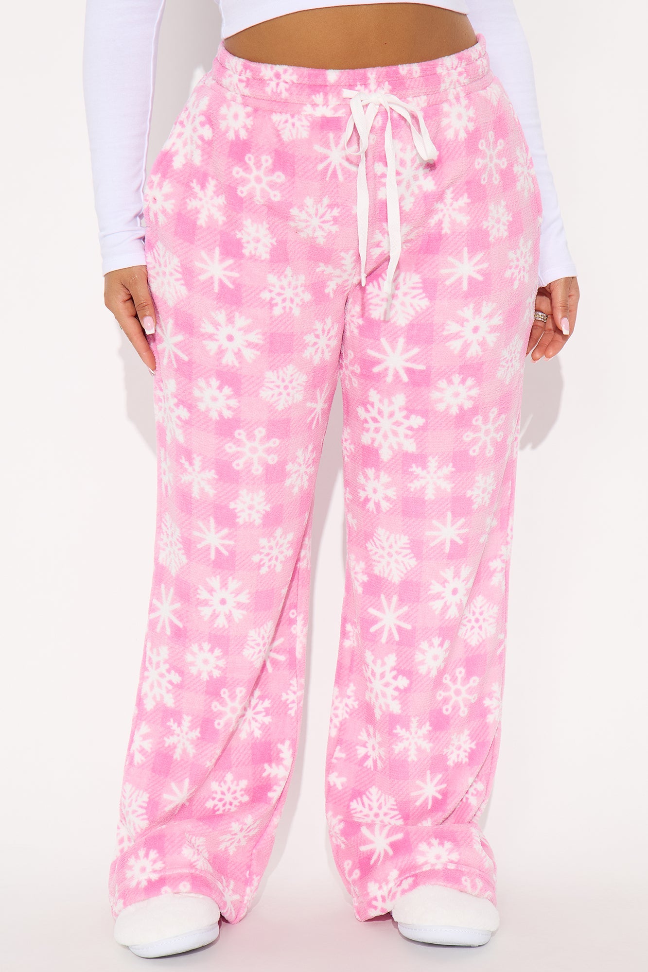 Jolly Snowflakes Plush PJ Pants - Pink