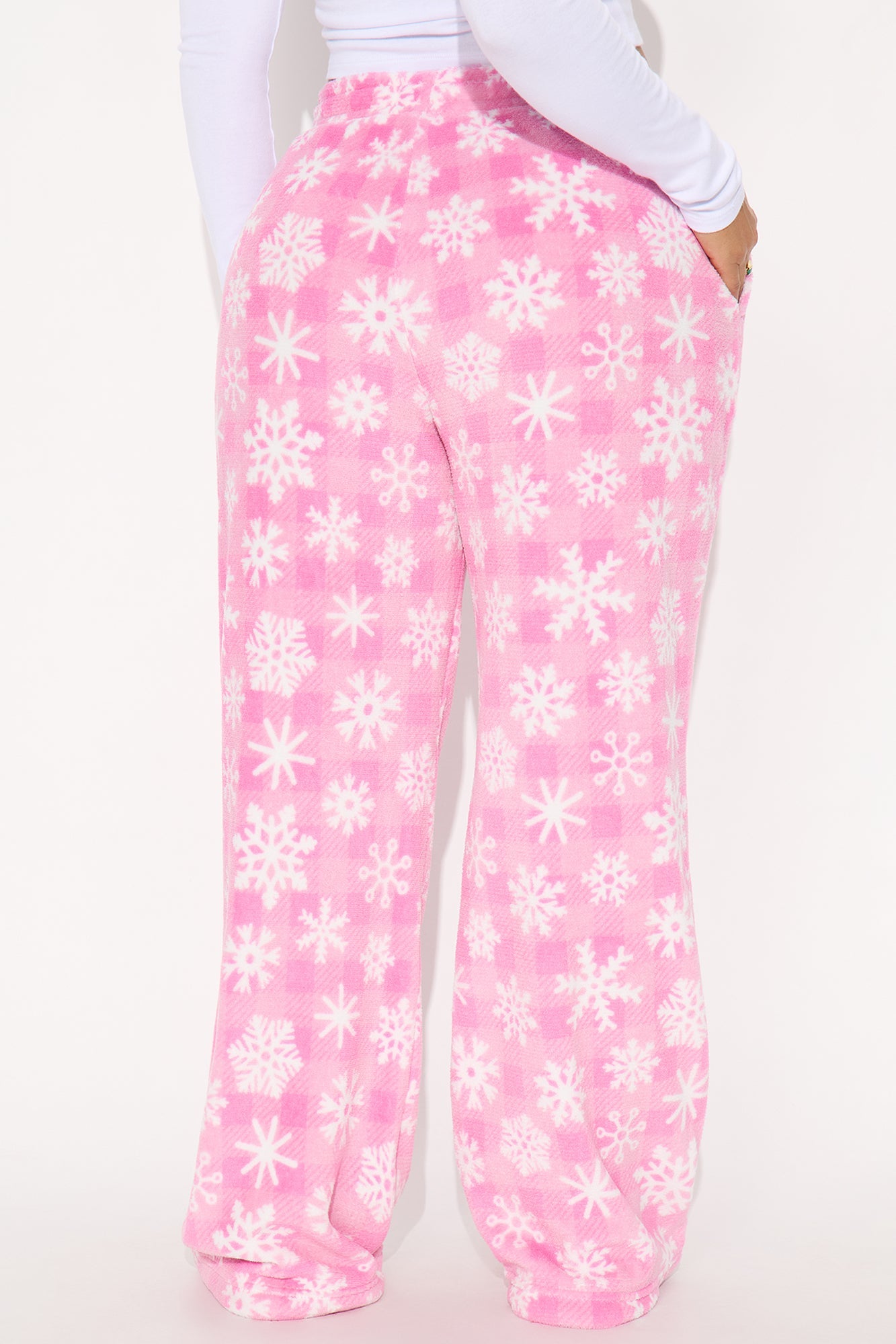 Jolly Snowflakes Plush PJ Pants - Pink