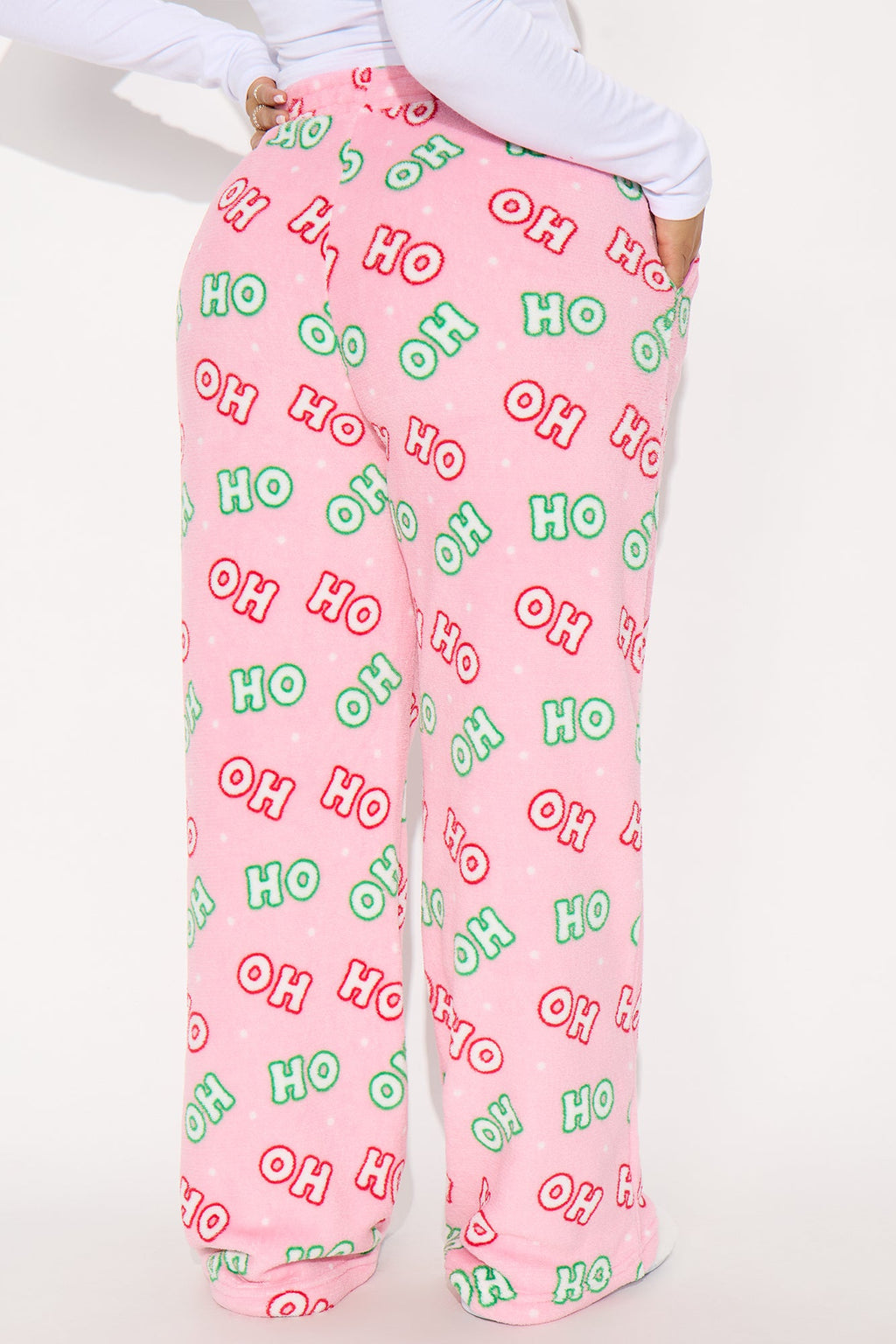 Santa HoHoHo Plush PJ Pants - Pink/combo