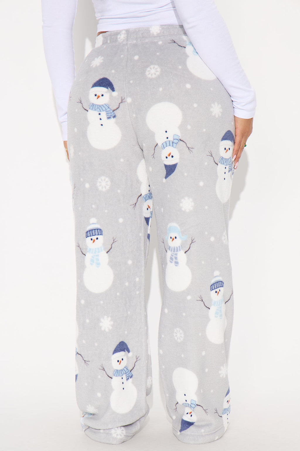 Winter Snowman Matching Family Plush PJ Pants - Grey