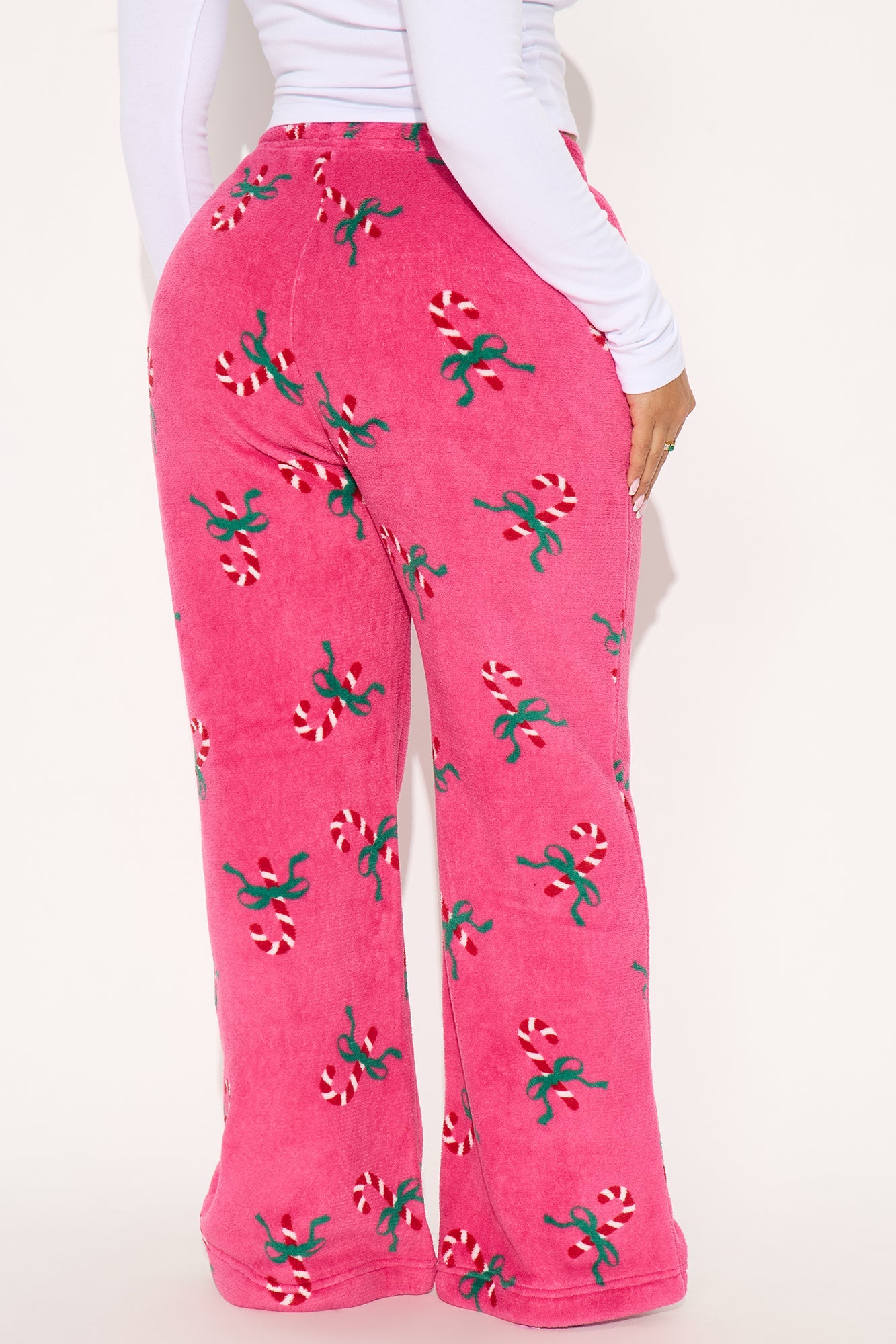 Candy Cane Season Plush PJ Pants - Pink