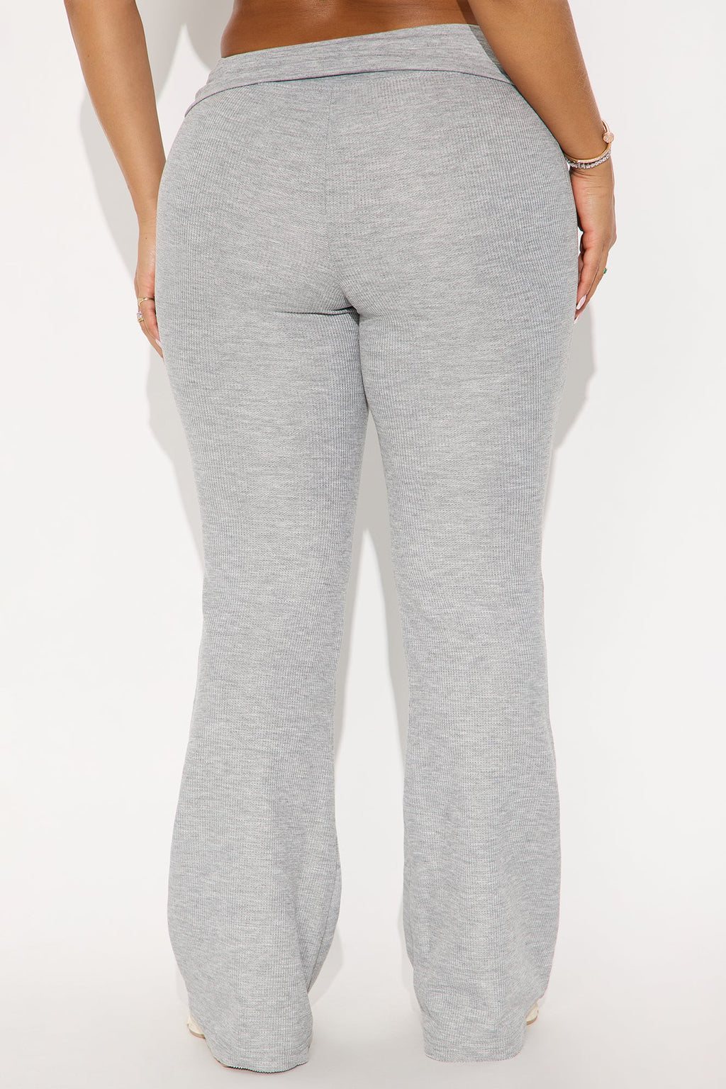 Korey Waffle Knit Fold Over Pants - Heather Grey