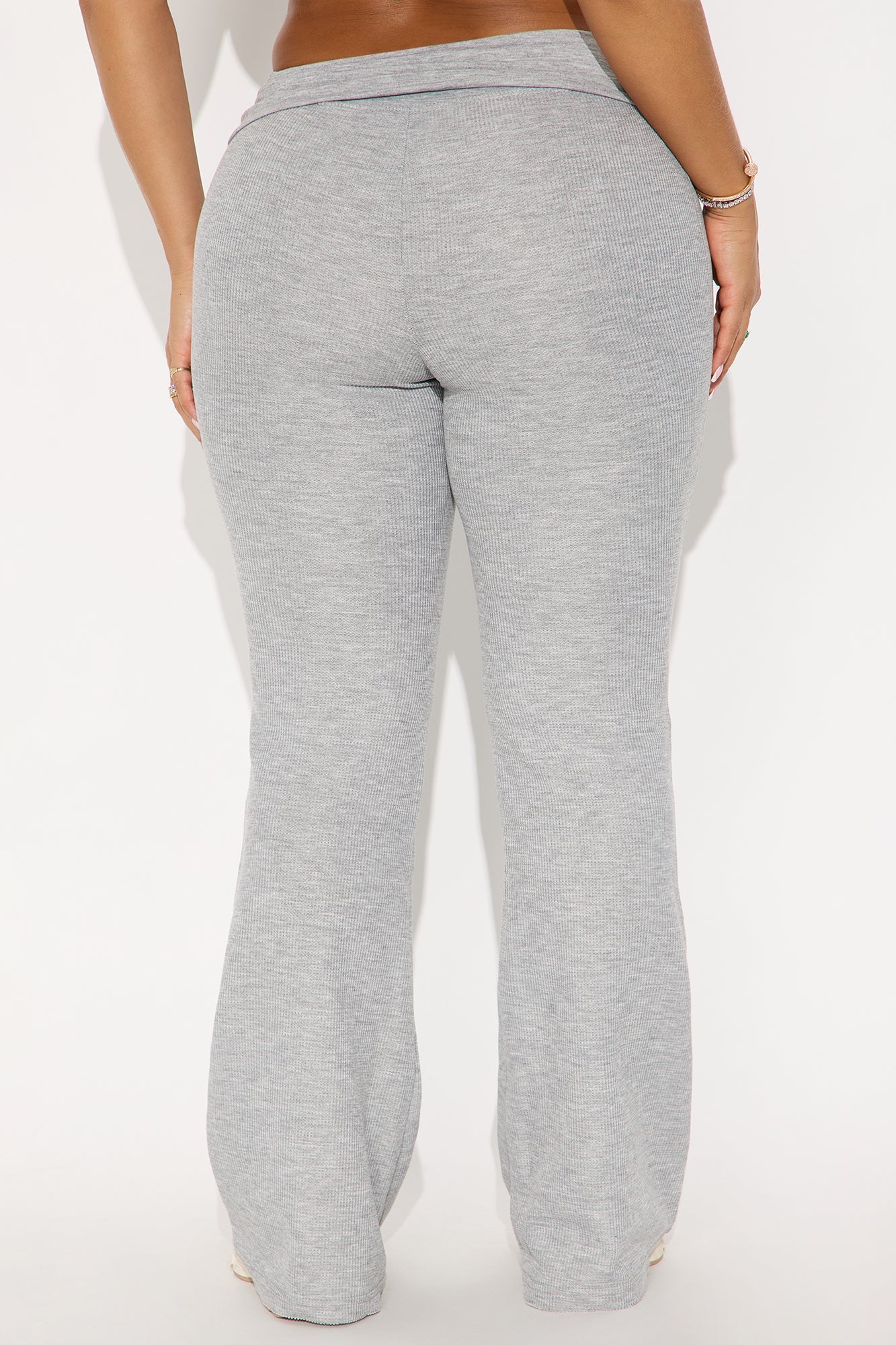 Korey Waffle Knit Fold Over Pants - Heather Grey