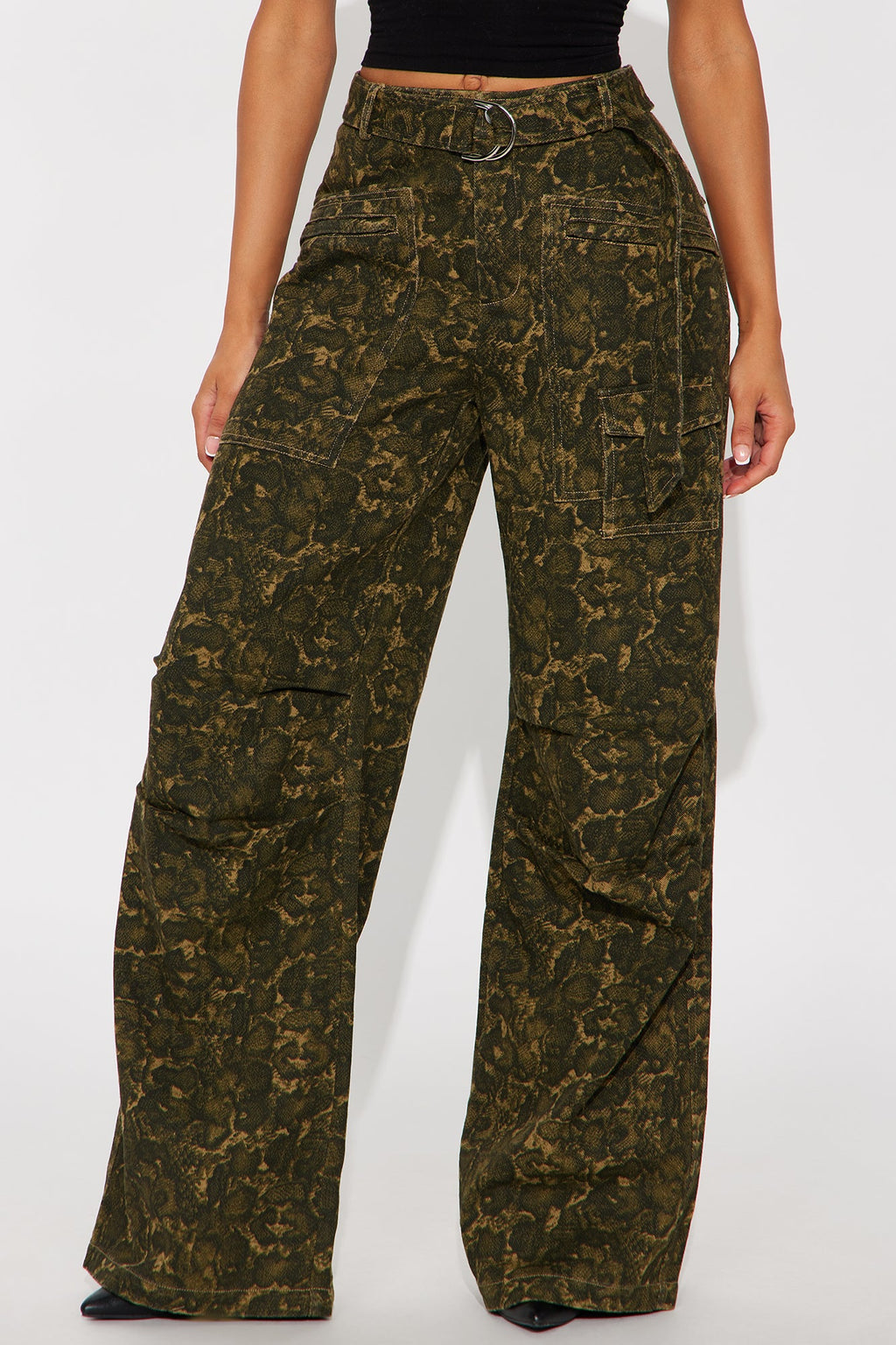 No Other Choice Twill Rigid Wide Leg Leopard Pant 32 - Leopard 