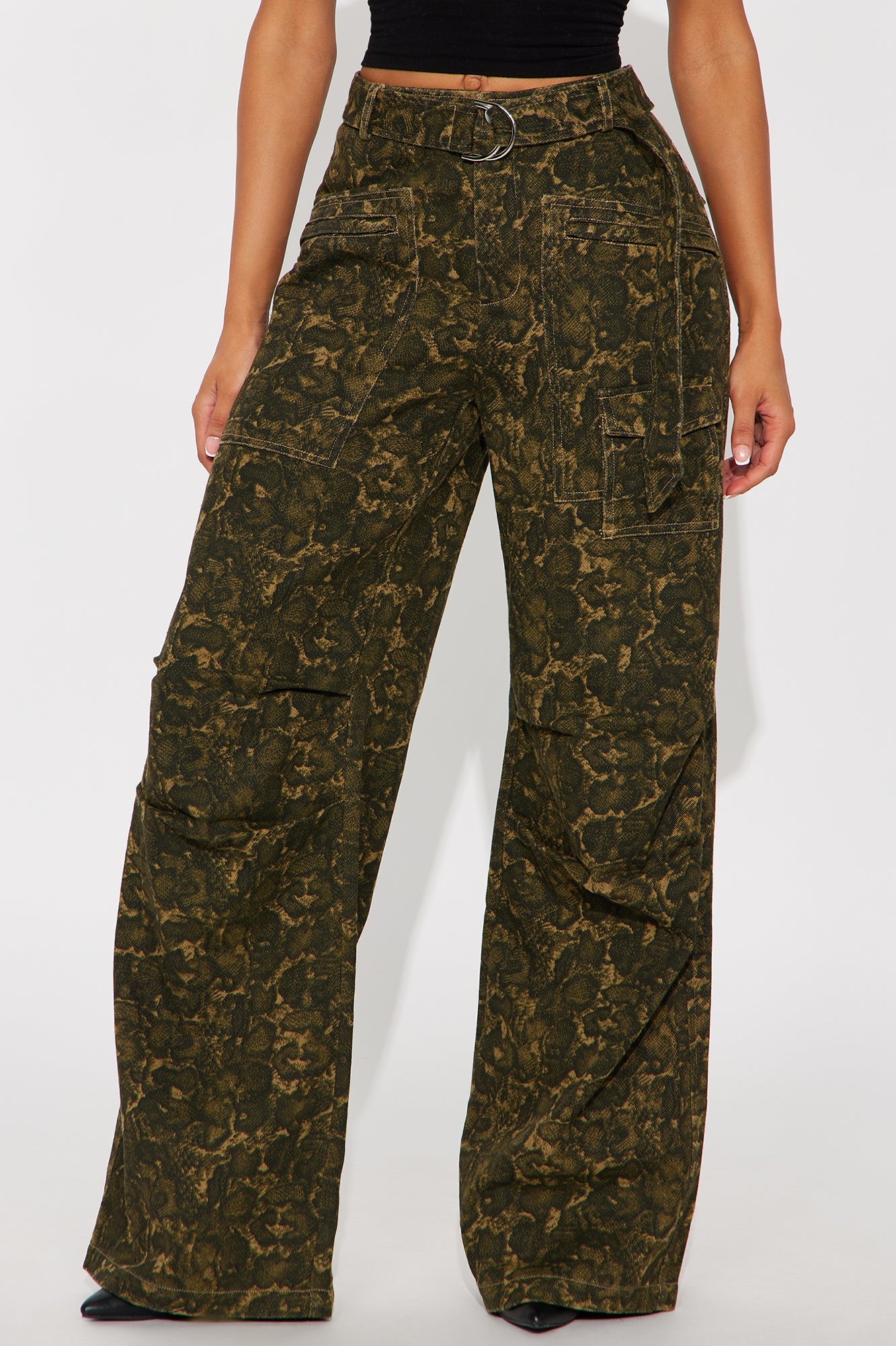 No Other Choice Twill Rigid Wide Leg Leopard Pant 32 - Leopard 