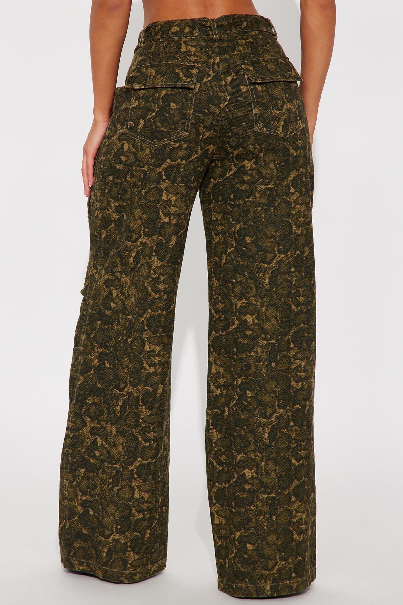 No Other Choice Twill Rigid Wide Leg Leopard Pant 32 - Leopard 