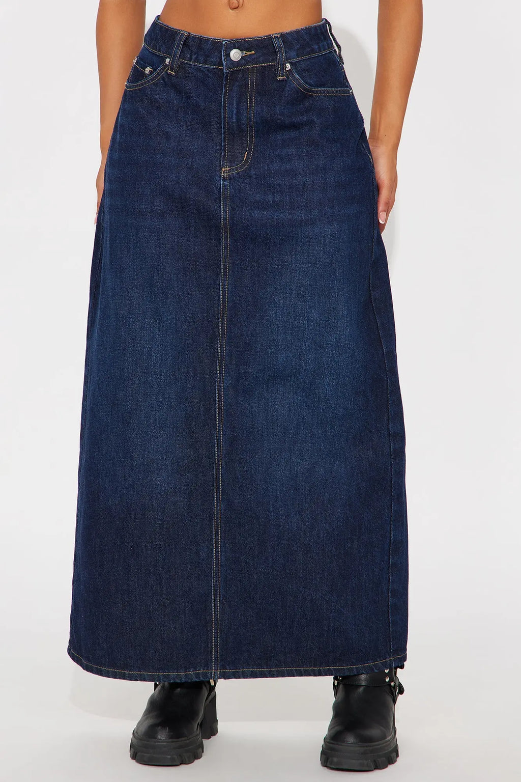 Mariah Dark Wash Denim Maxi Skirt - Dark Wash 