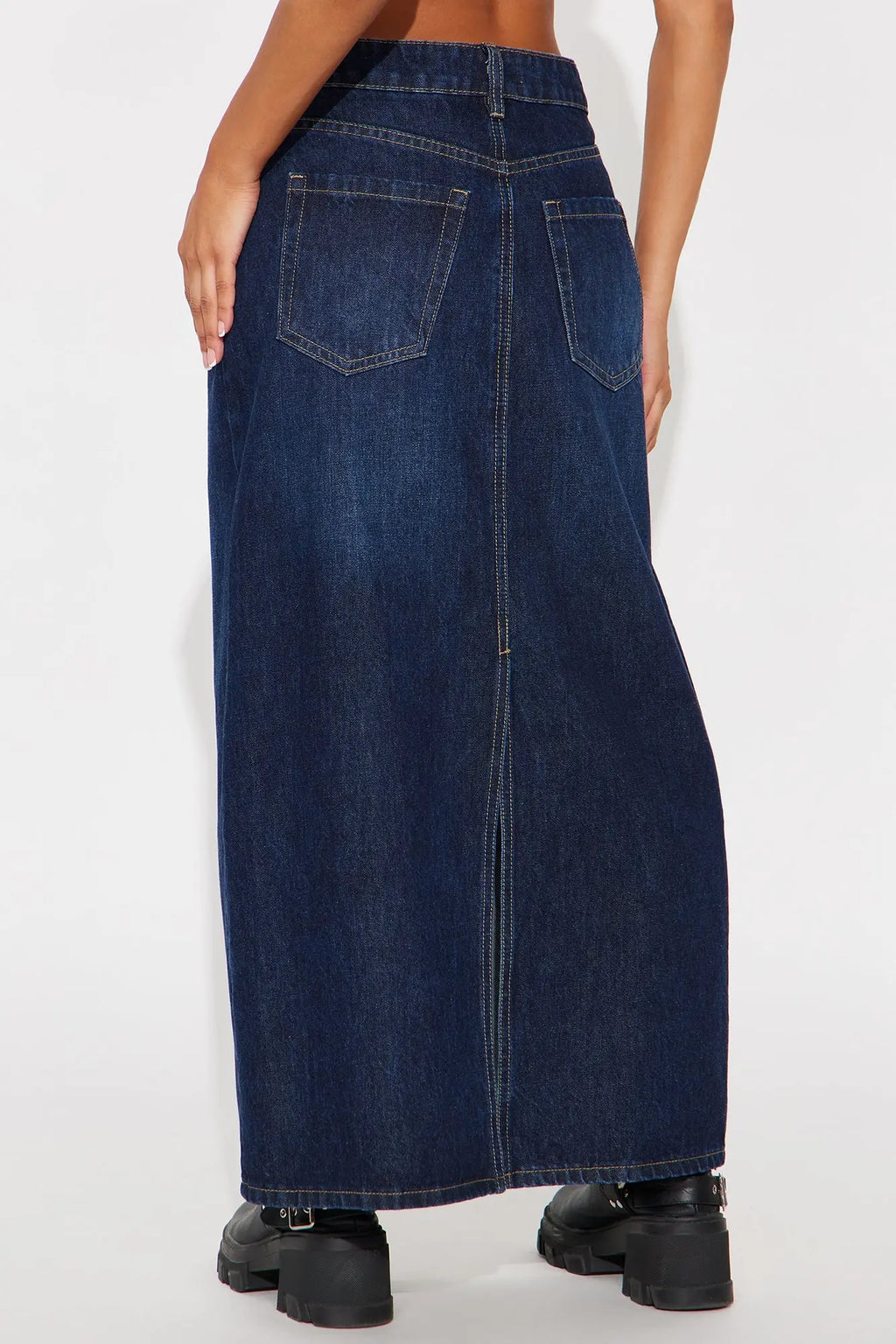 Mariah Dark Wash Denim Maxi Skirt - Dark Wash 