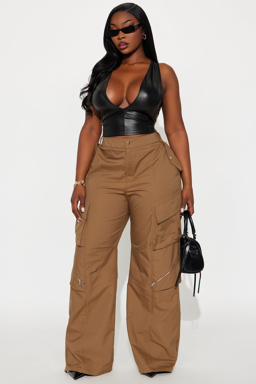 Don't Call Me Windbreaker Wide Leg Cargo Pant 33 - Olive 