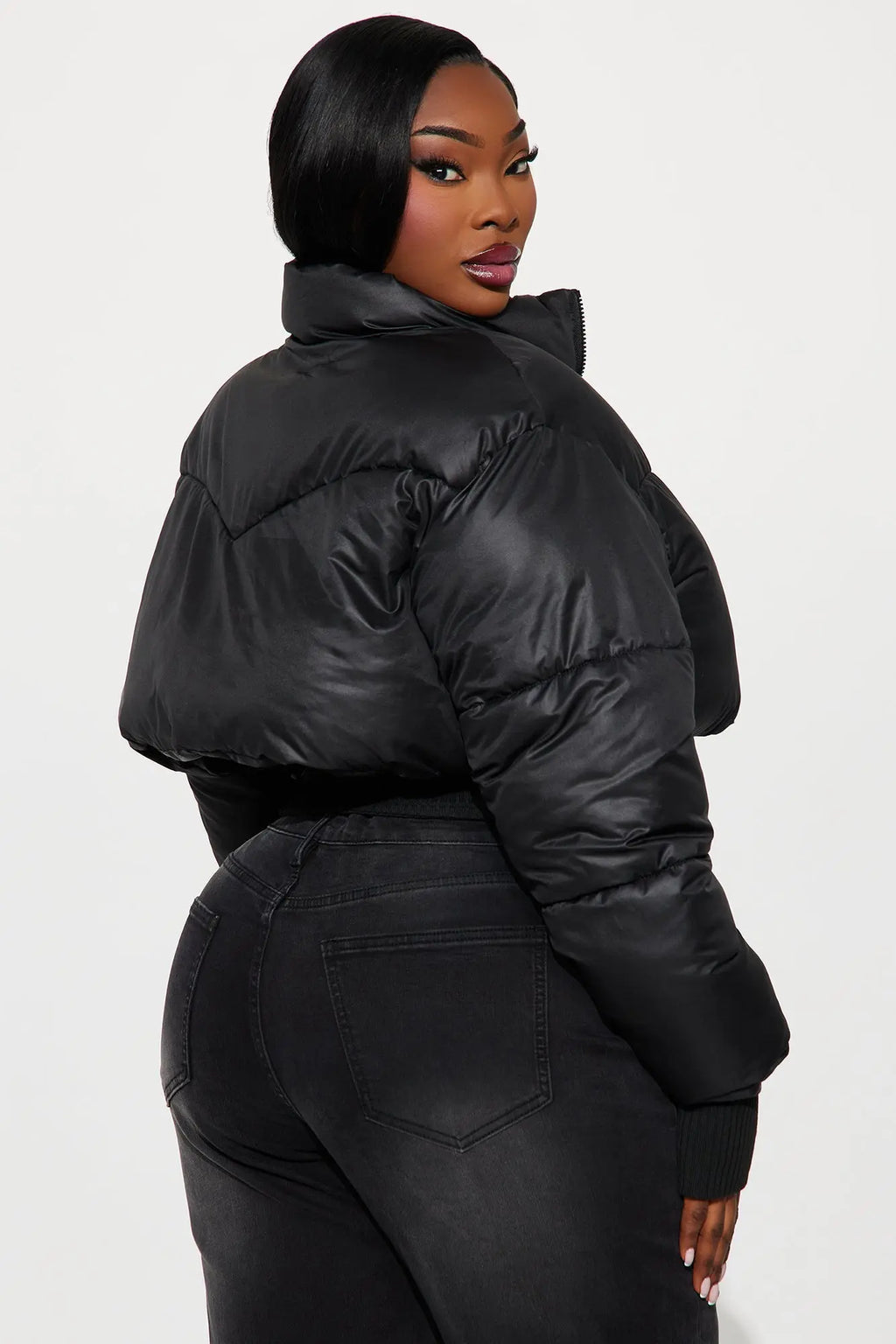Rowan Cropped Puffer Jacket - Black 