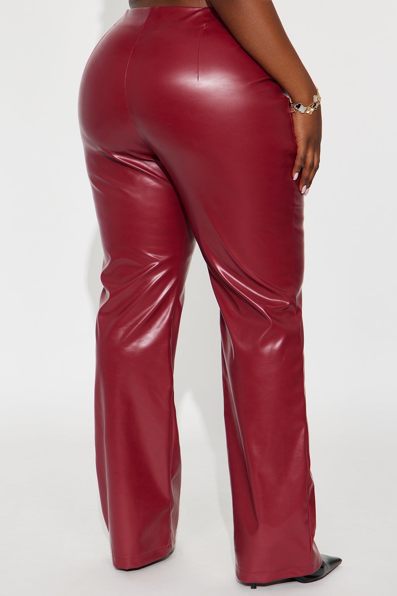 Monica Low Rise Faux Leather Pant 32″ - Red 