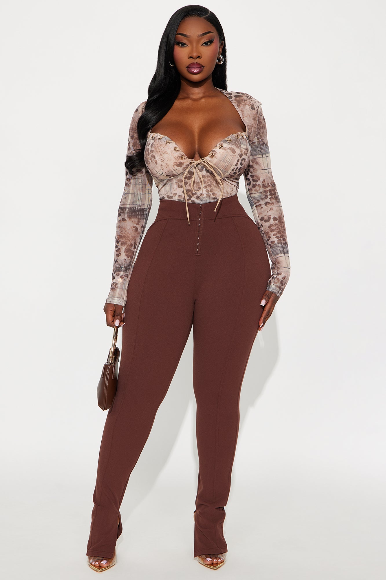 Pretty Iconic High Rise Skinny Pant 33″ - Brown 