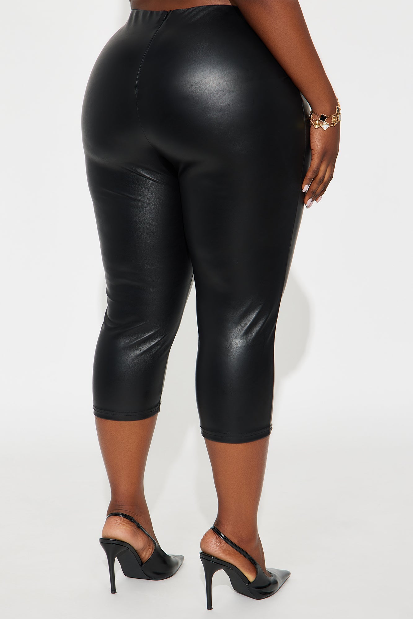 Personal Taste Faux Leather Capri Legging - Black 