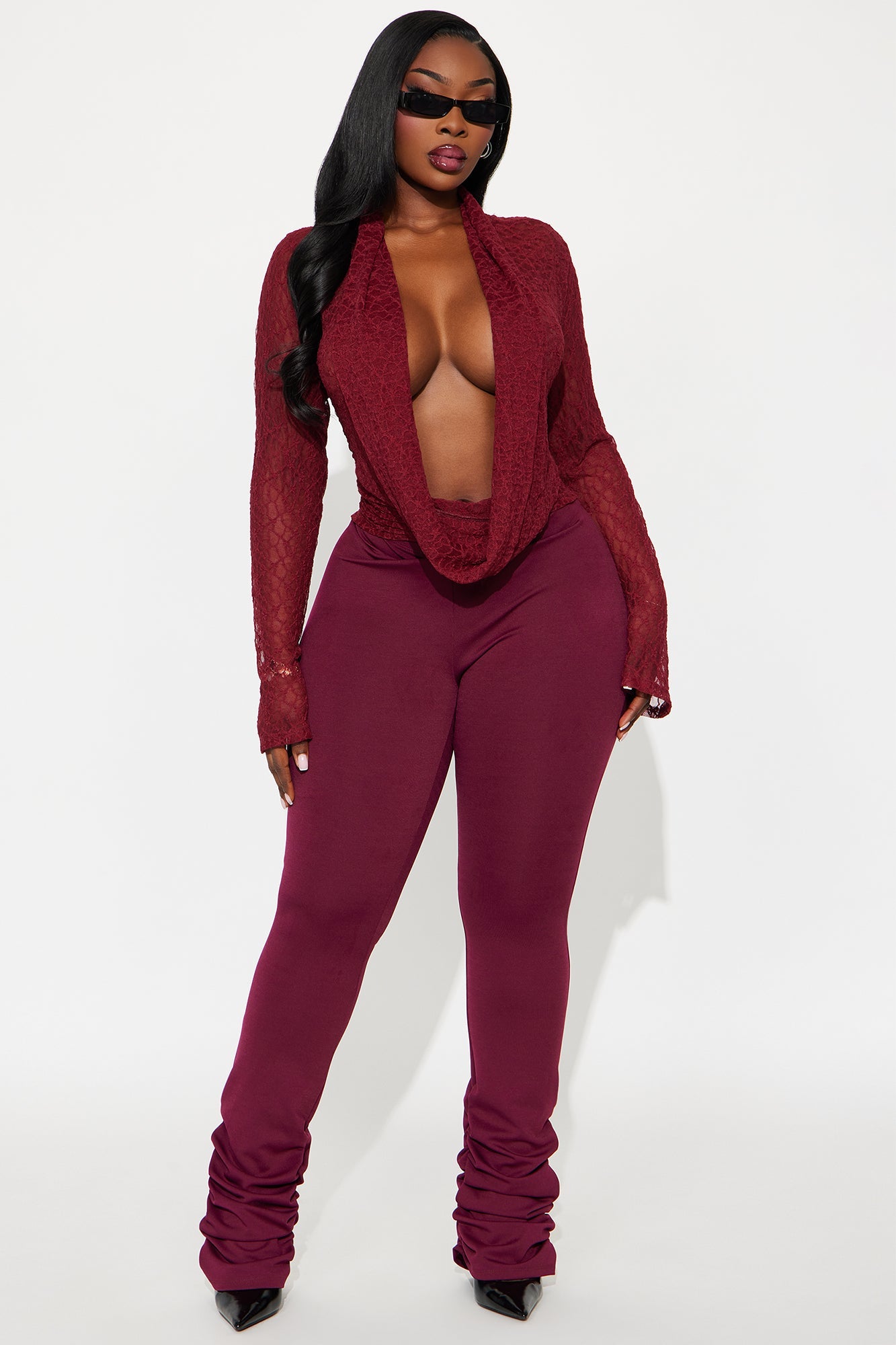 Love Galore Stacked Legging - Wine 