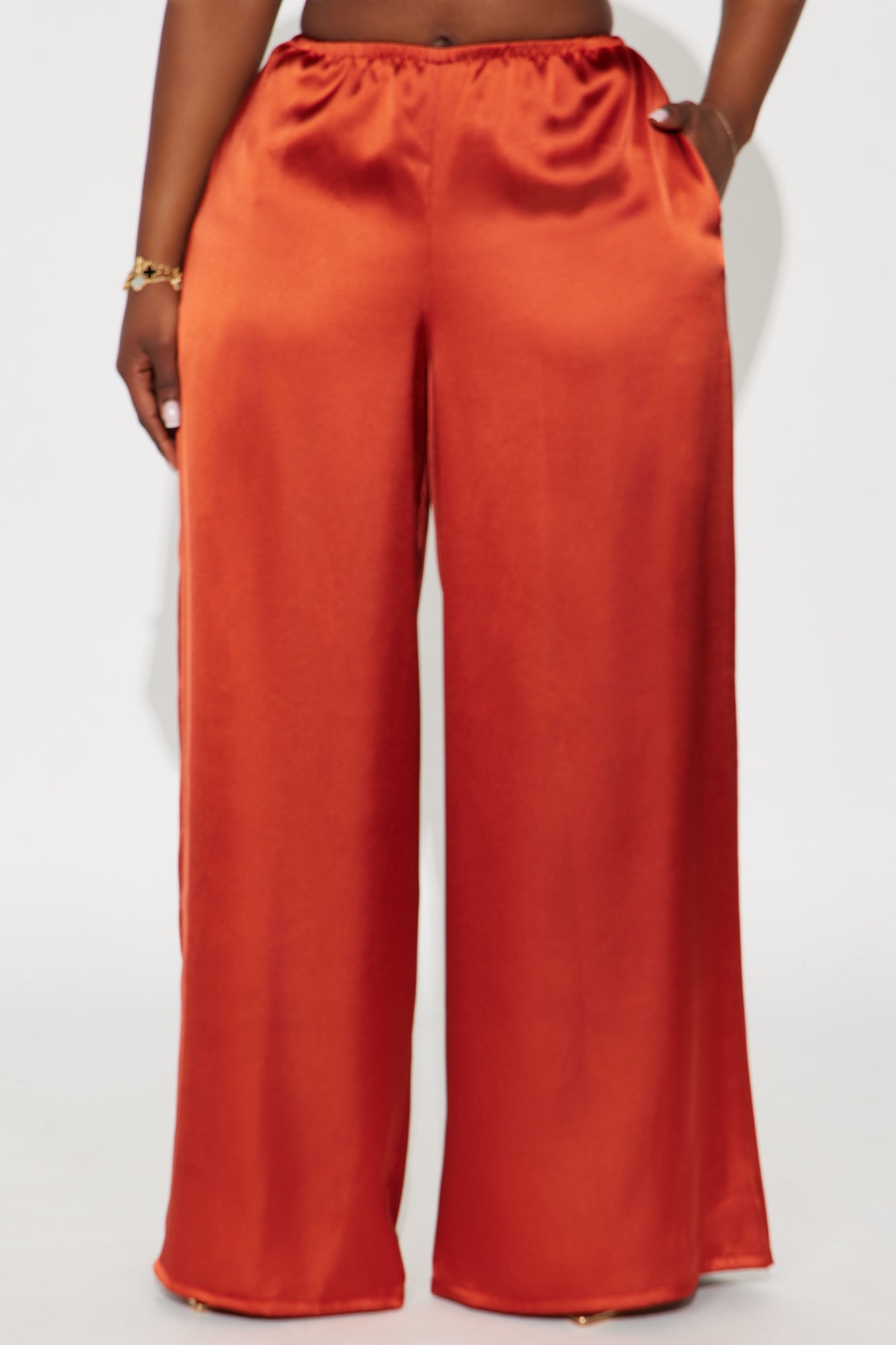 Shine On Satin Wide Leg Pant 32″ - Copper
