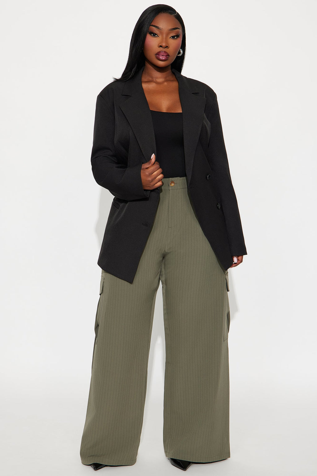 Big Goals Double Breasted Oversized Blazer - Black