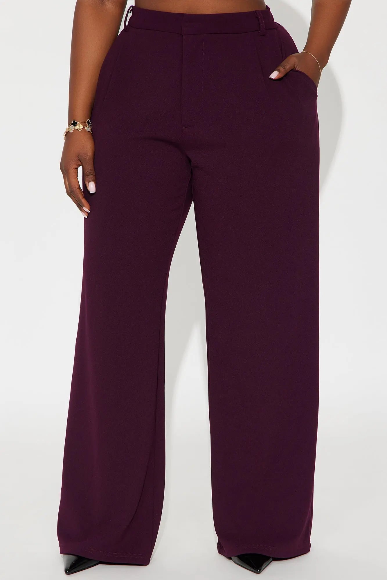 Elma Wide Leg Trouser - Eggplant 