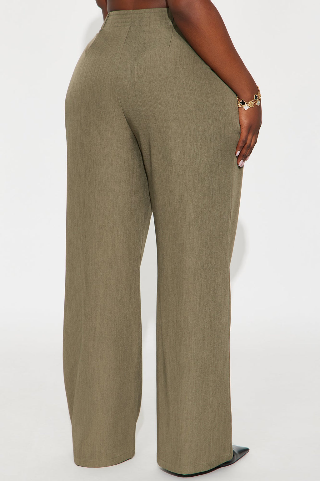 Business Plan Pleated Wide Leg Trouser Pant 32″ - Olive 