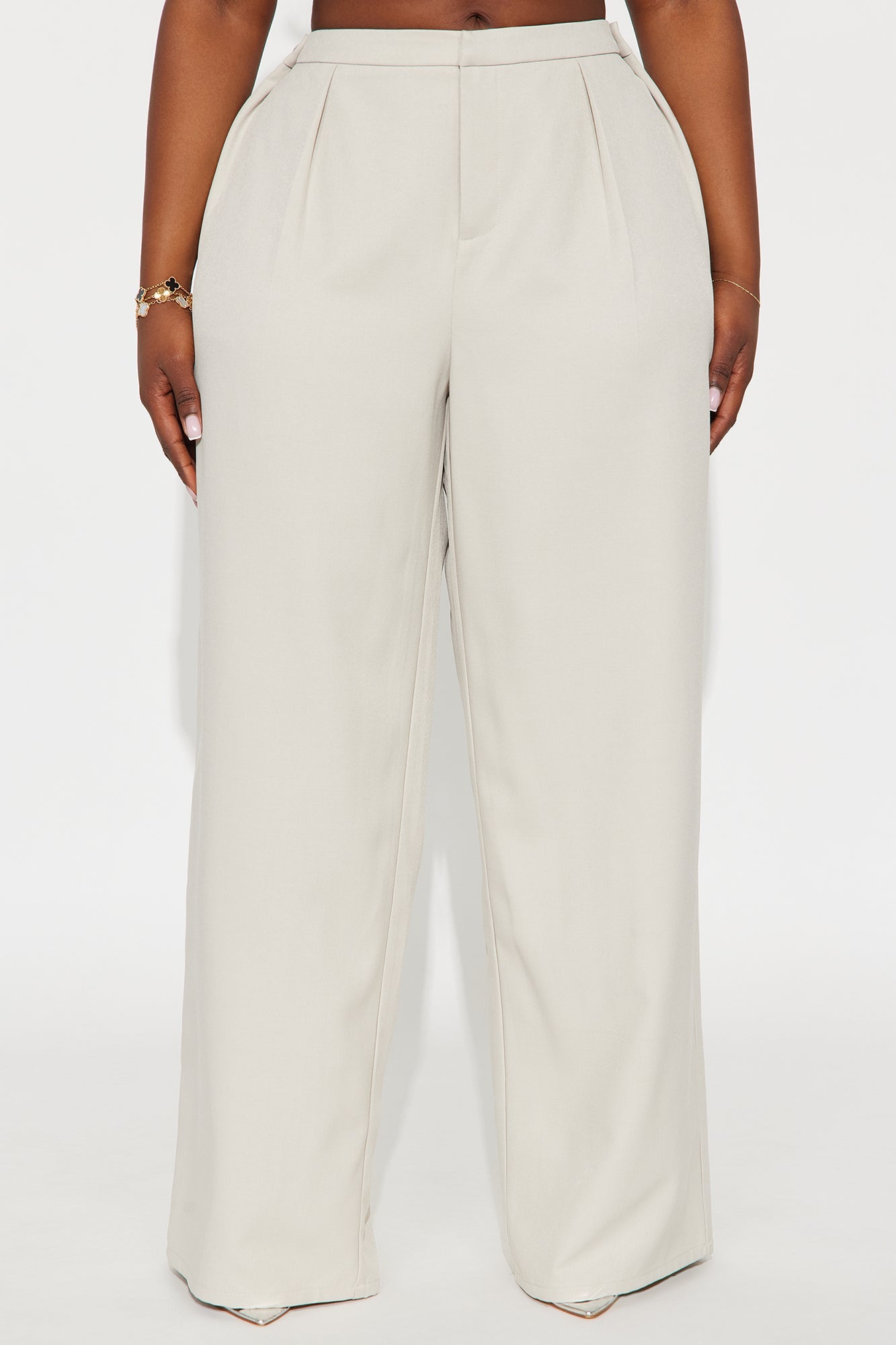Close The Deal Wide Leg Trouser Pant 32″ - Stone 
