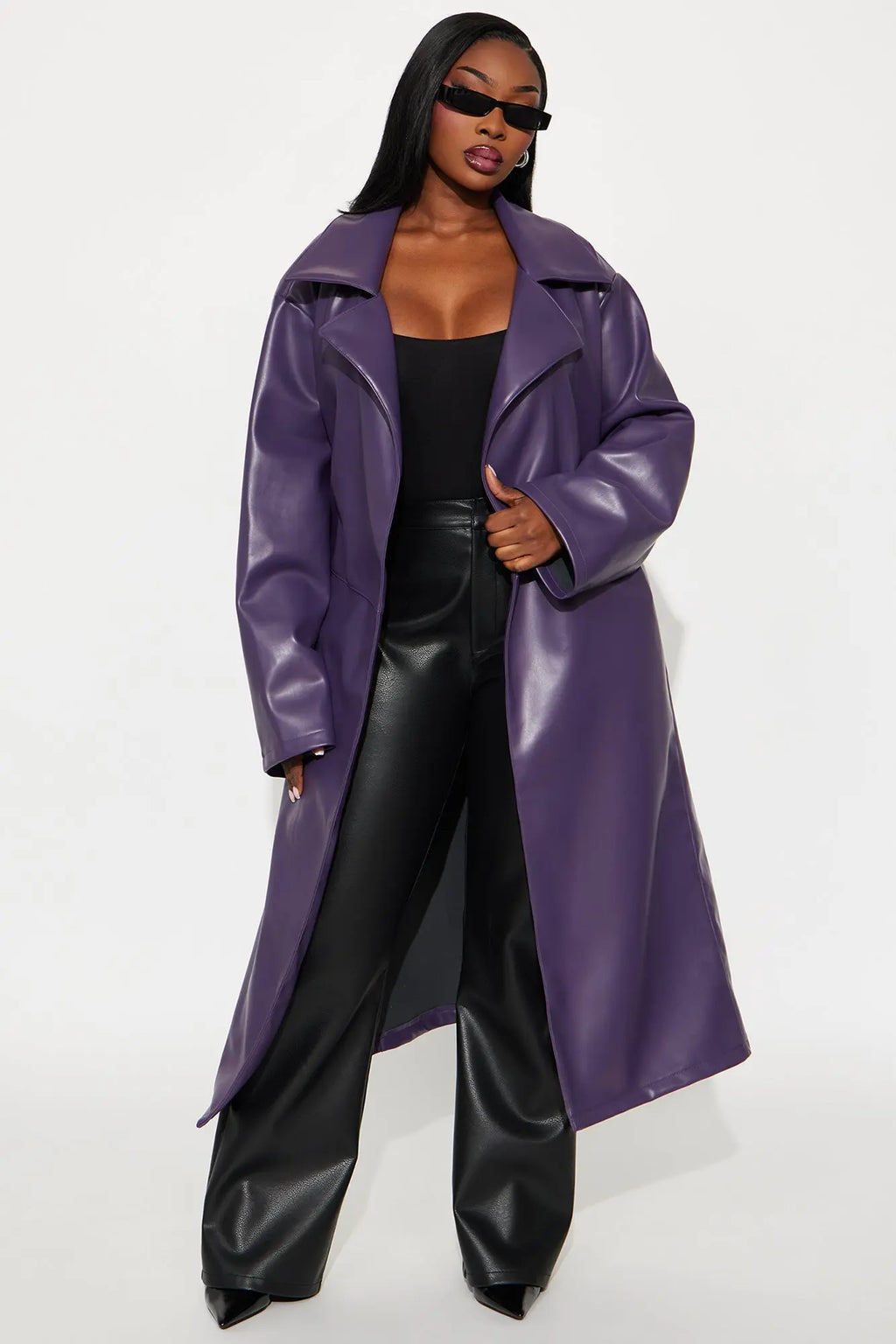 Undercover Lover Faux Leather Coat - Plum 