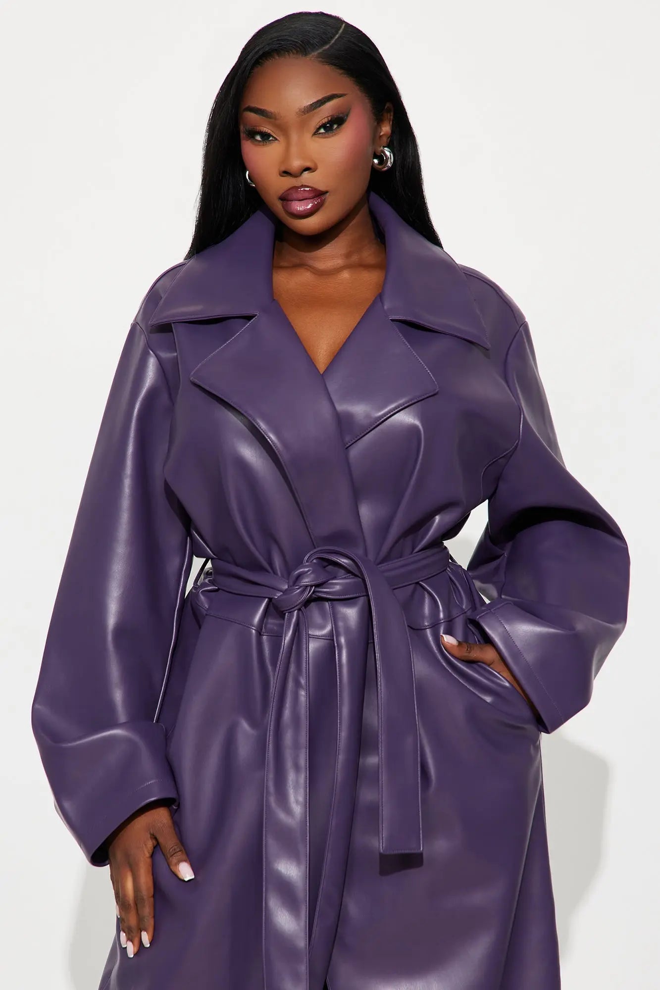 Undercover Lover Faux Leather Coat - Plum 